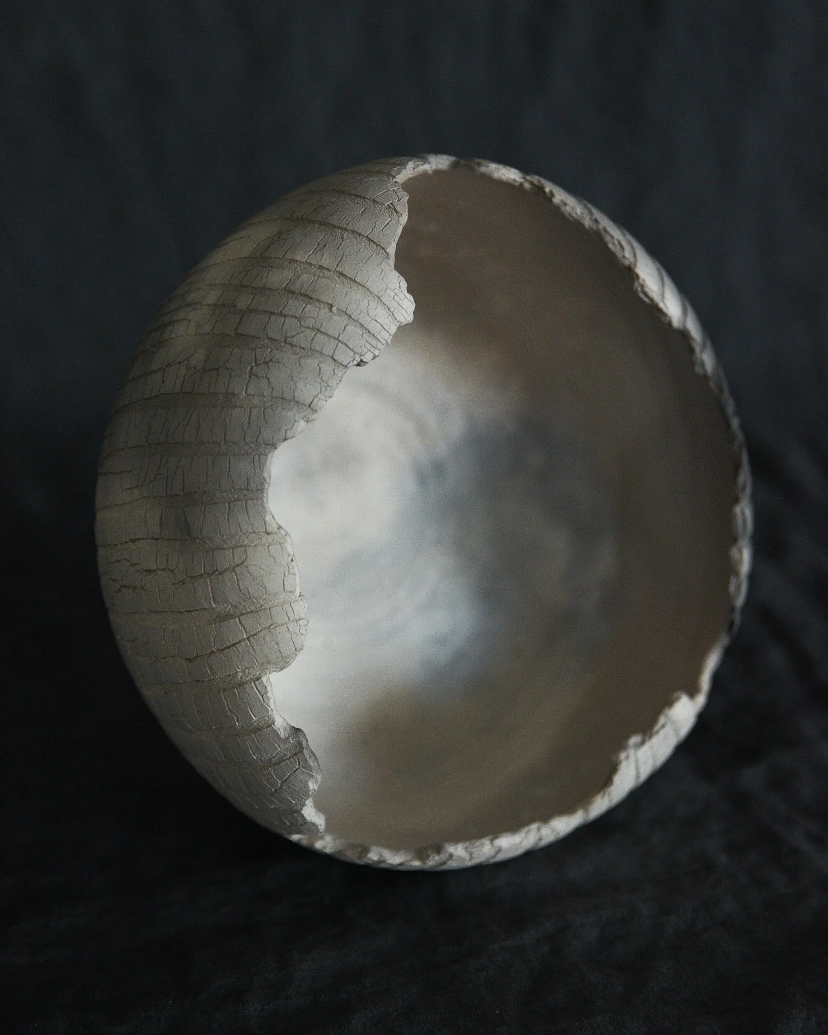 One-of-a-kind handmade ceramic vessel, contemporary wabi sabi with organic form and textured surface variation pit fired sodium silicate