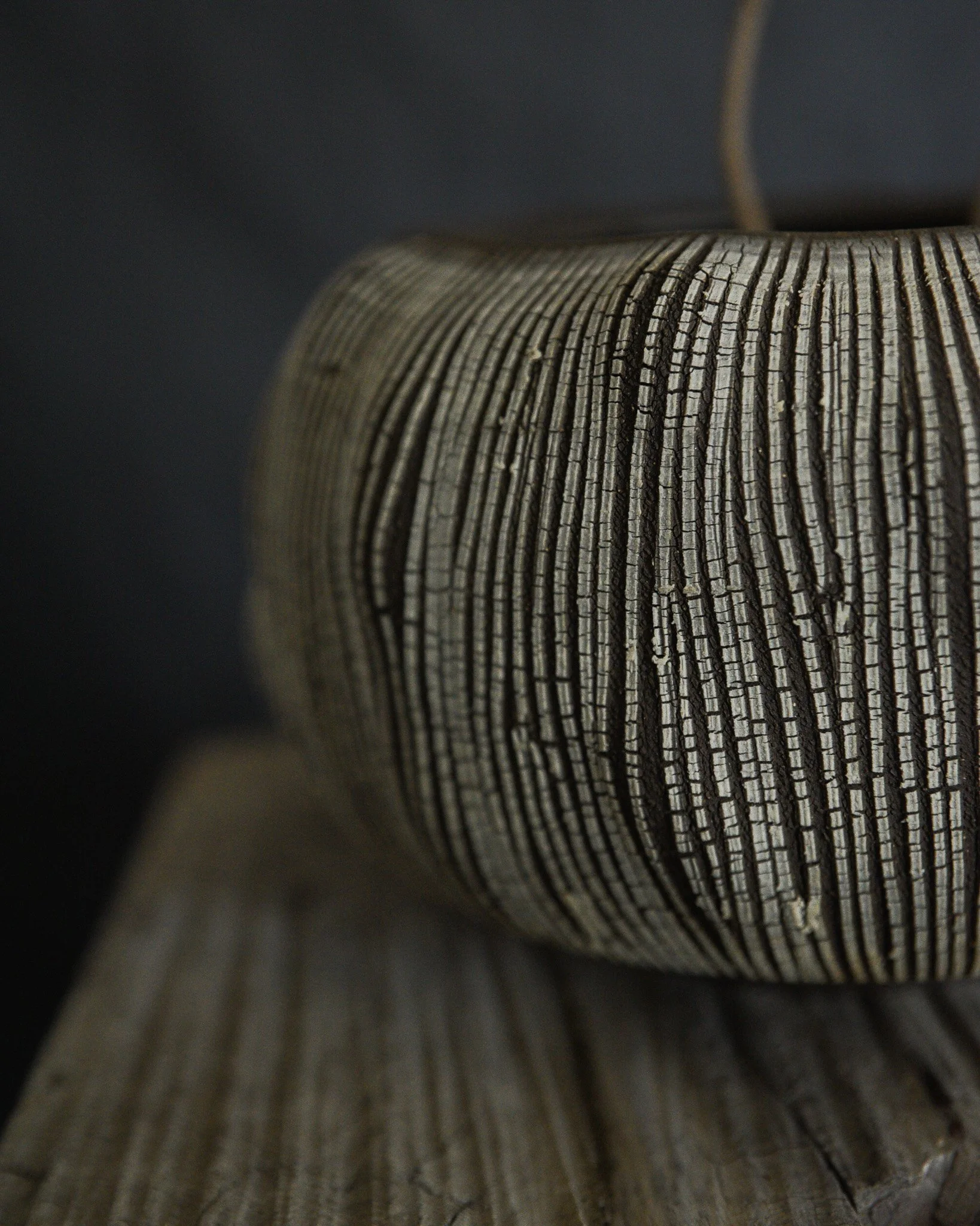 One-of-a-kind handmade ceramic vessel, contemporary wabi sabi with organic form and textured surface variation sodium silicate