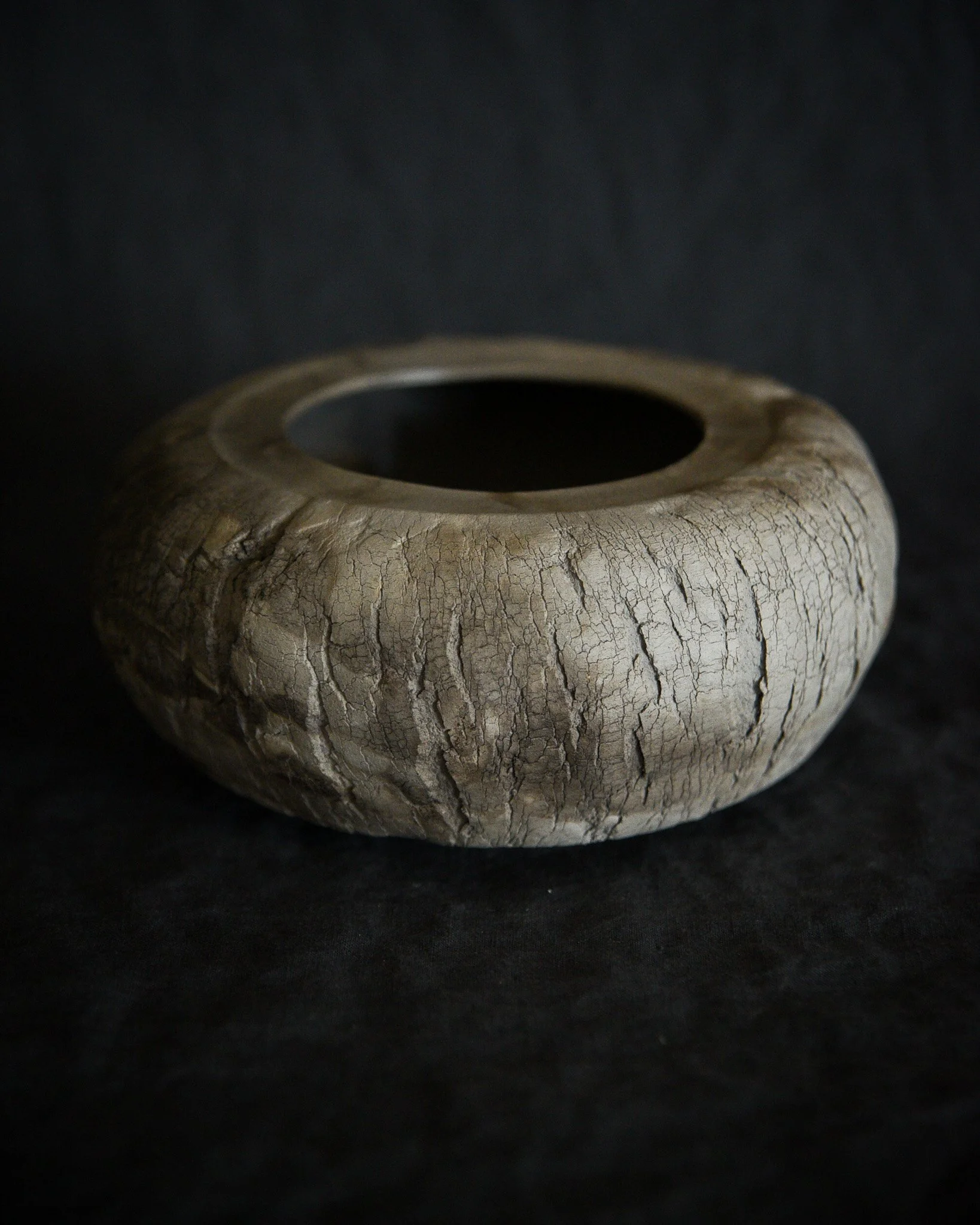 One-of-a-kind handmade ceramic vessel, contemporary wabi sabi with organic form and surface variation pit fired