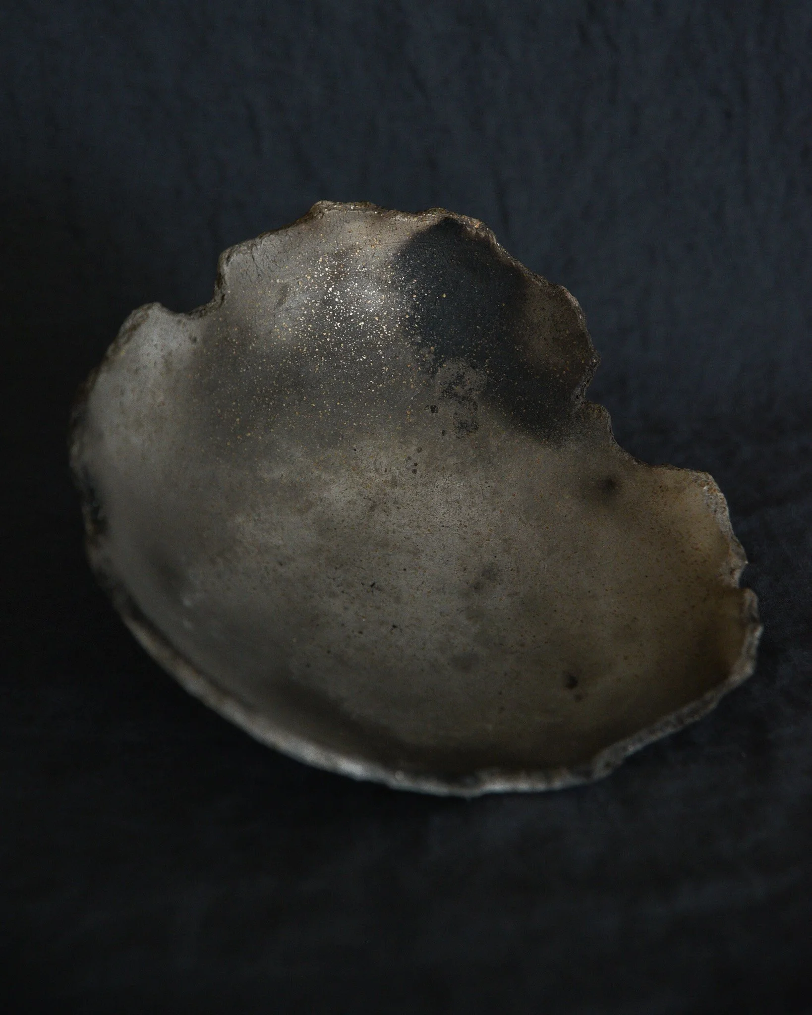 One-of-a-kind handmade ceramic vessel, contemporary wabi sabi with organic form and textured surface variation pit fired