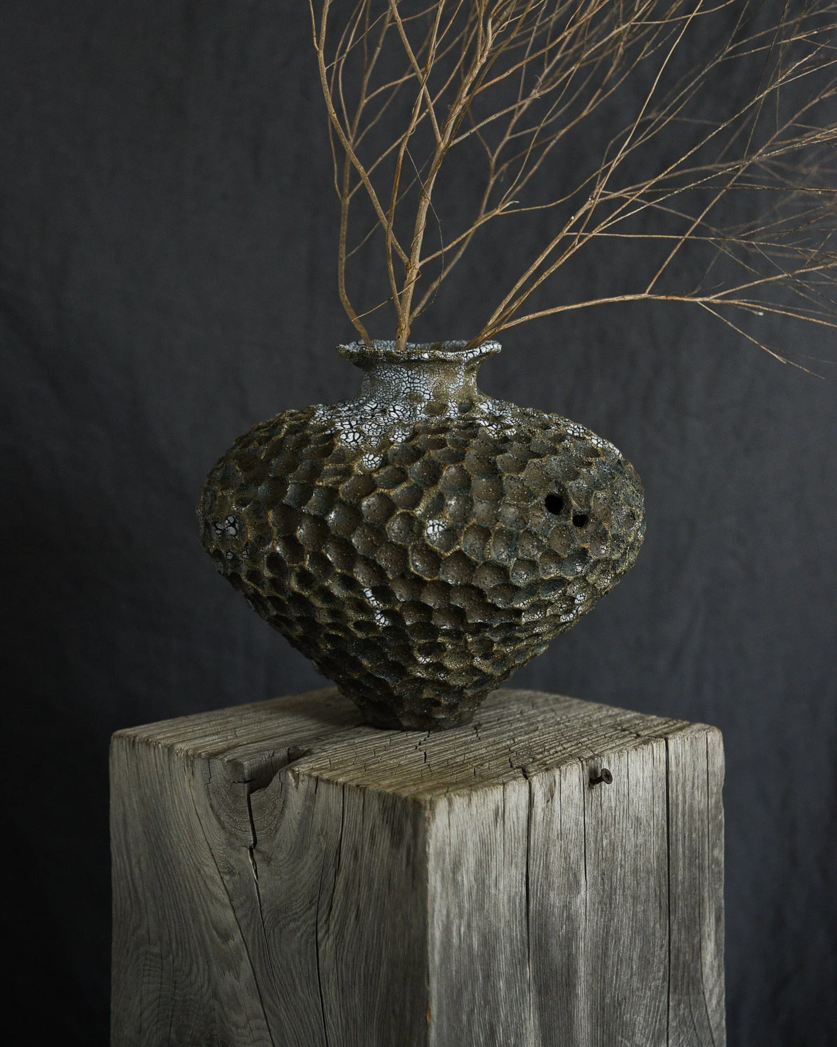 One-of-a-kind handmade ceramic vessel, contemporary wabi sabi with organic form and surface variation