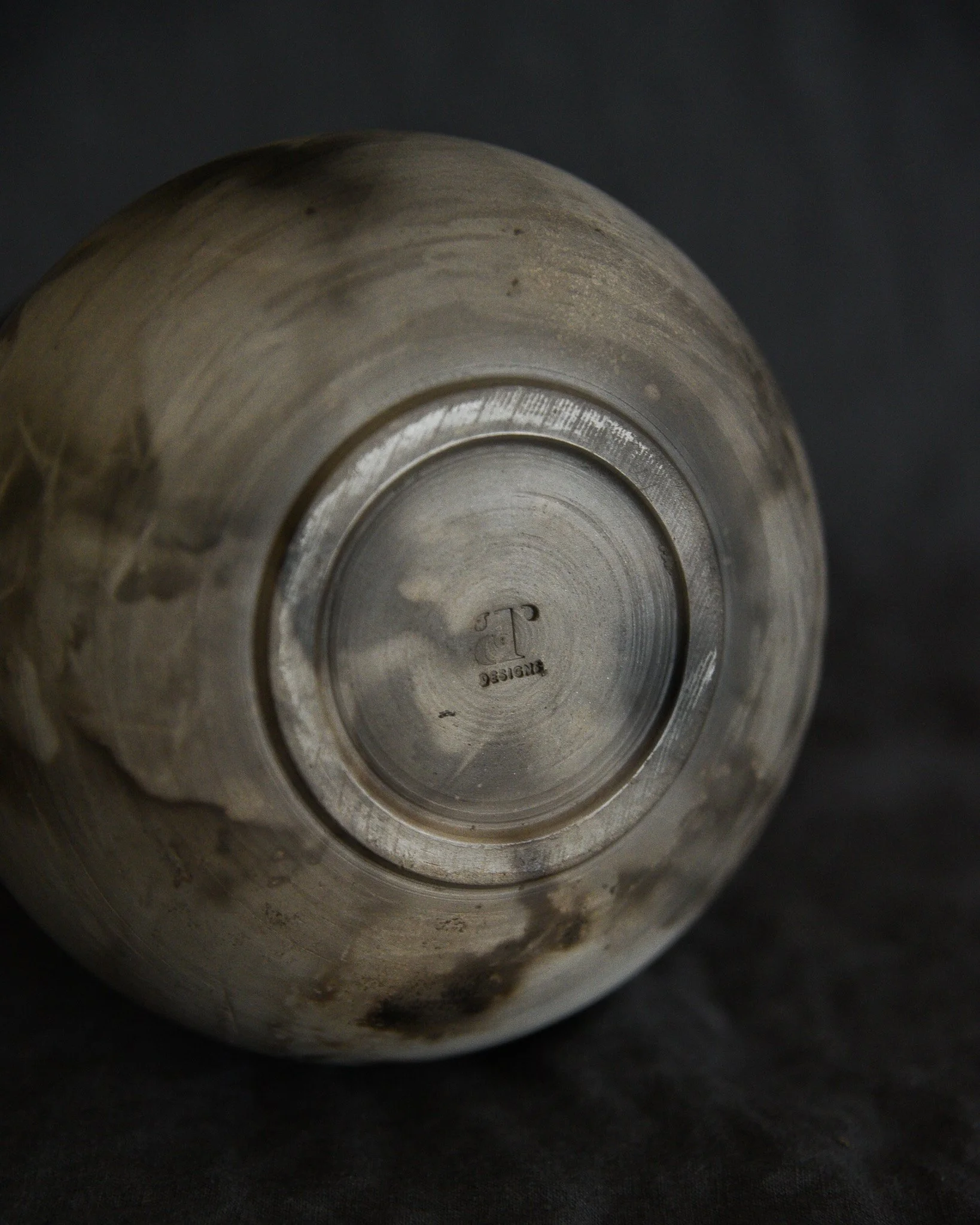 One-of-a-kind handmade ceramic vessel, contemporary wabi sabi with organic form and textured surface variation pit fired