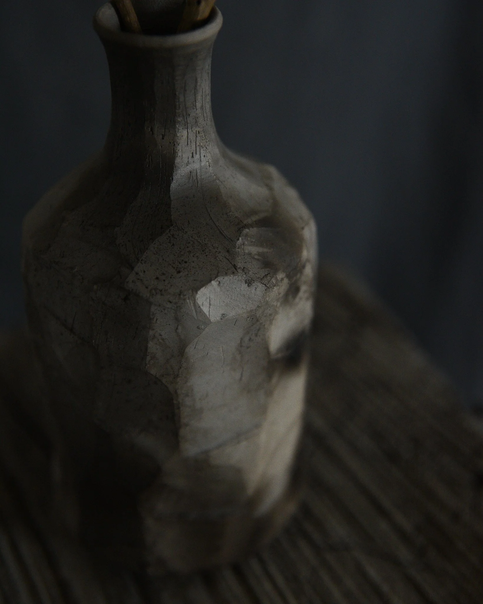 One-of-a-kind handmade ceramic vessel, contemporary wabi sabi with organic form and textured surface variation pit fired sodium silicate