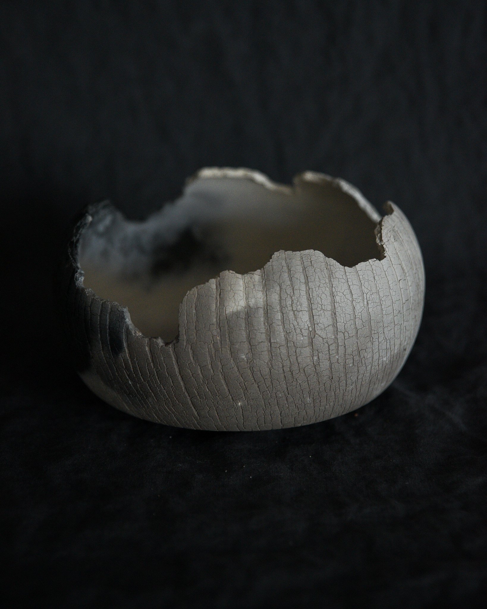 One-of-a-kind handmade ceramic vessel, contemporary wabi sabi with organic form and textured surface variation pit fired sodium silicate