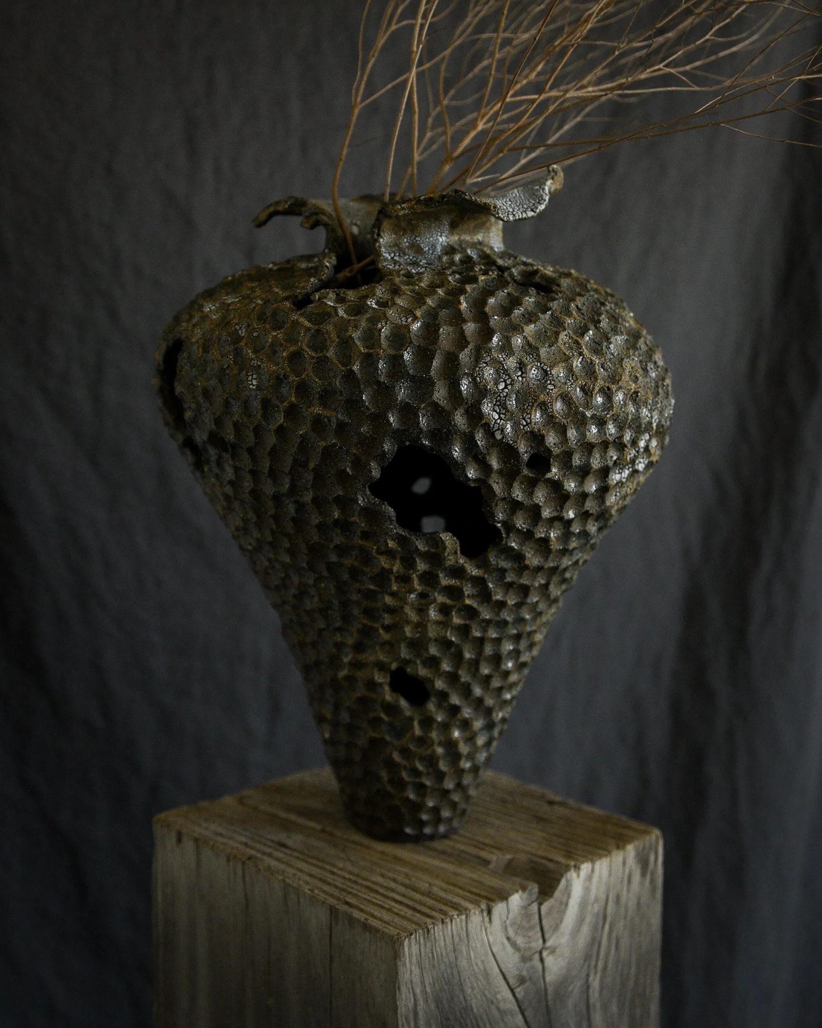 One-of-a-kind handmade ceramic vessel, contemporary wabi sabi with organic form and surface variation