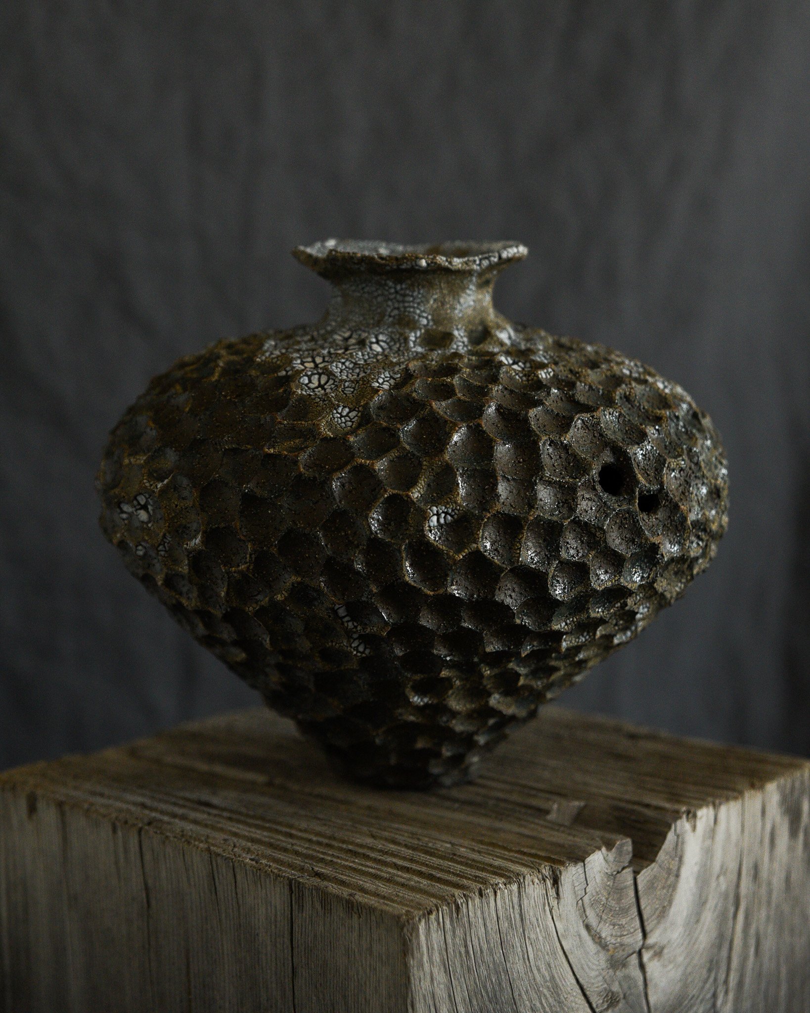 One-of-a-kind handmade ceramic vessel, contemporary wabi sabi with organic form and surface variation