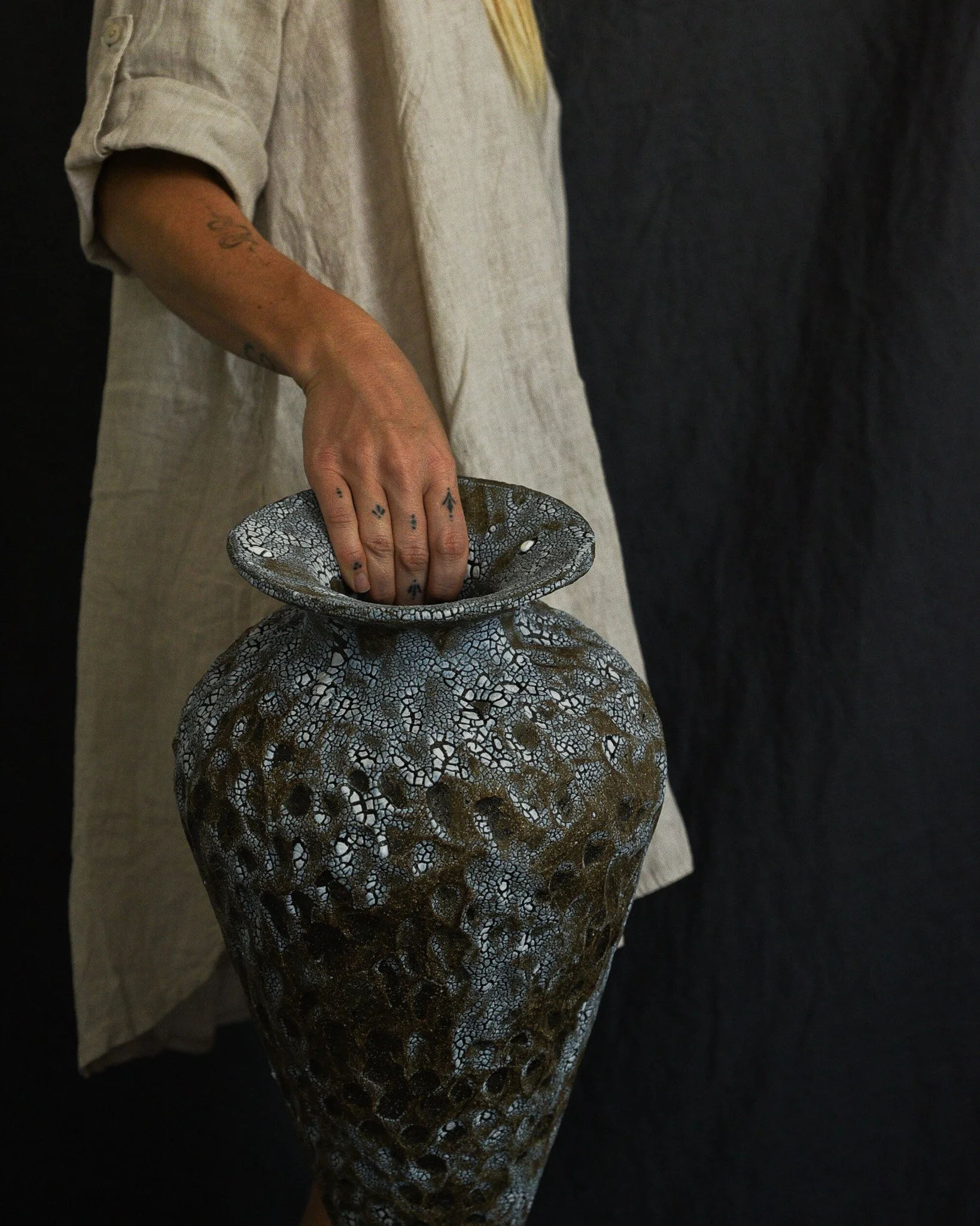 One-of-a-kind handmade ceramic vessel, contemporary wabi sabi with organic form and surface variation