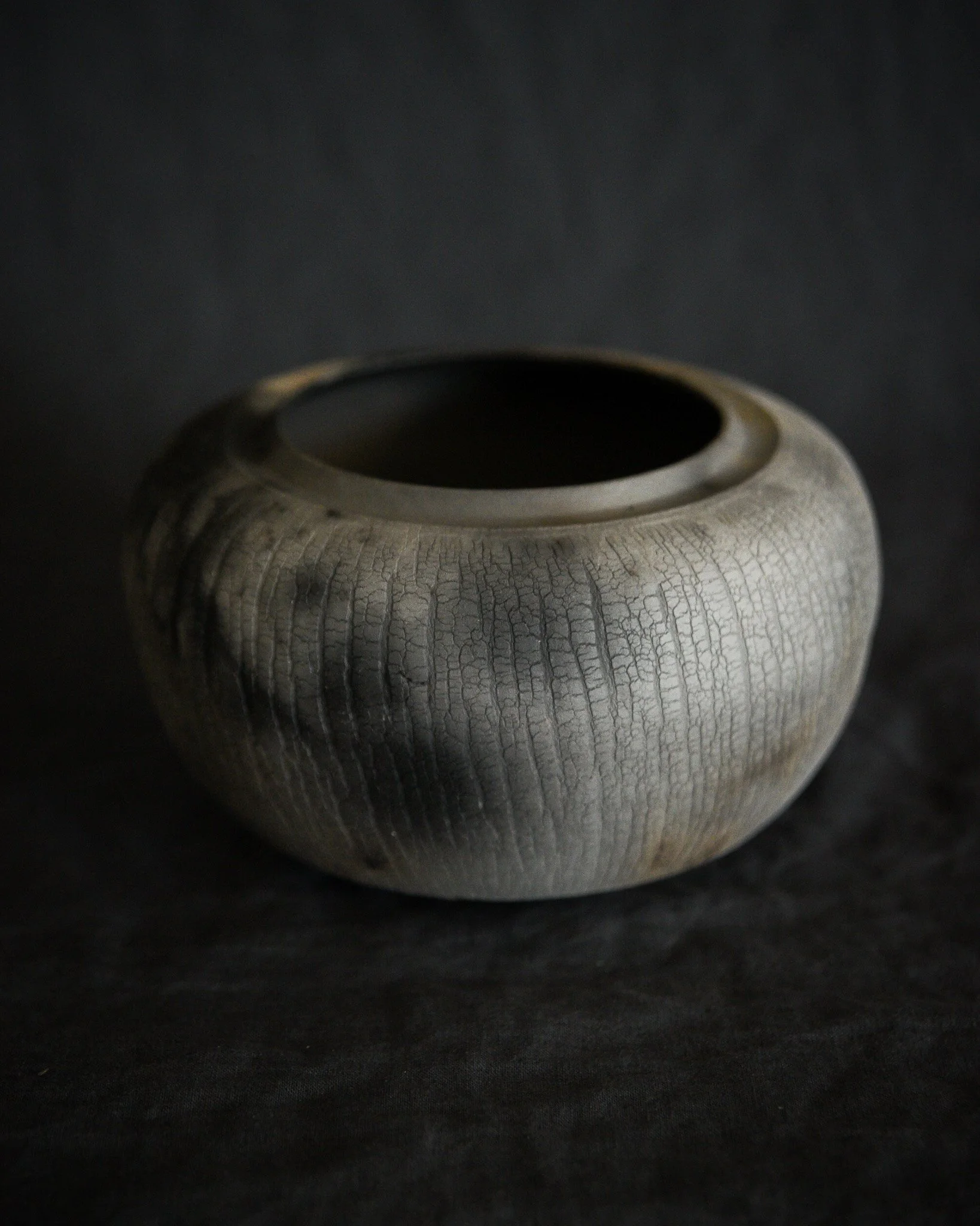 One-of-a-kind handmade ceramic vessel, contemporary wabi sabi with organic form and surface variation pit fired