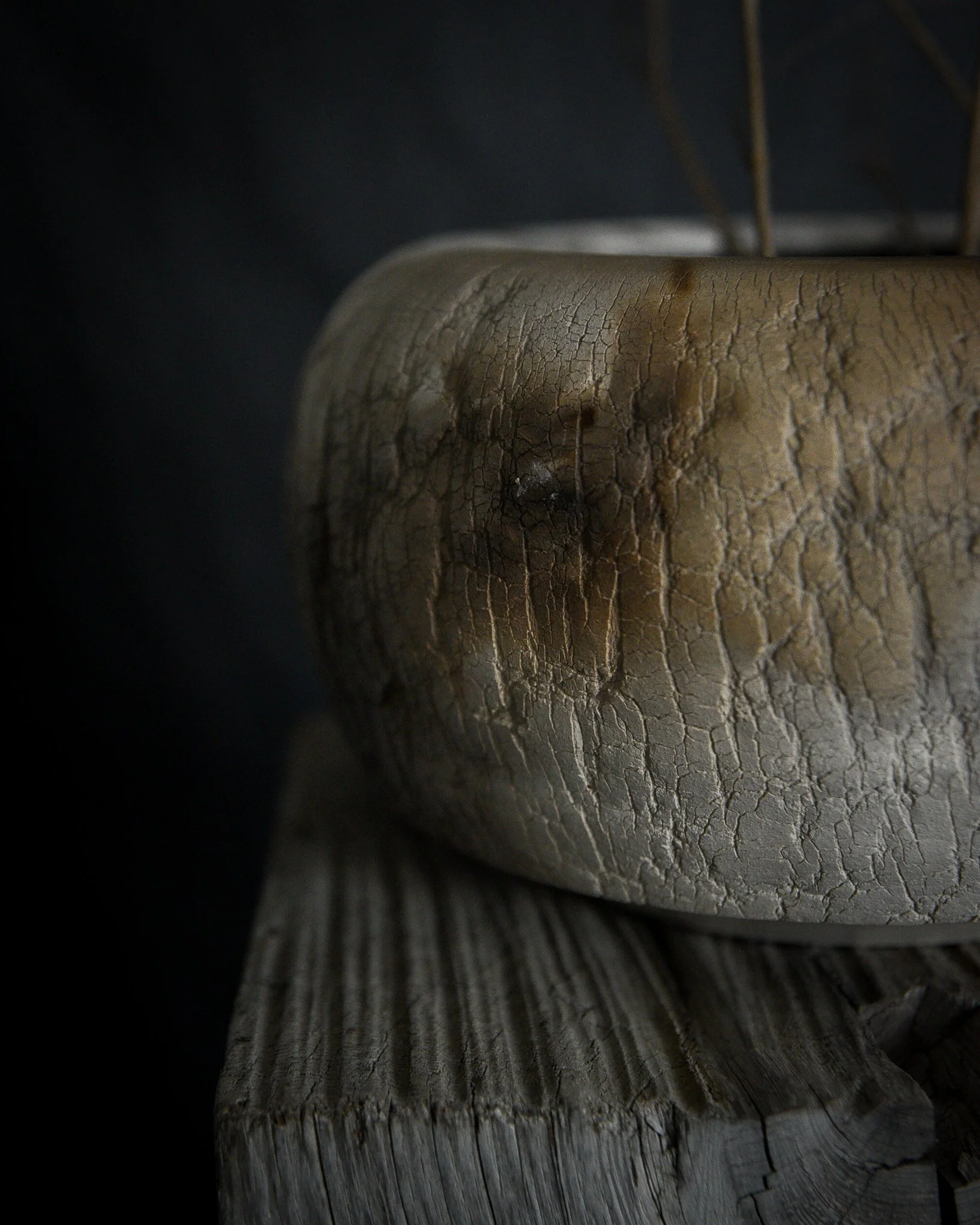 One-of-a-kind handmade ceramic vessel, contemporary wabi sabi with organic form and textured surface variation pit fired sodium silicate