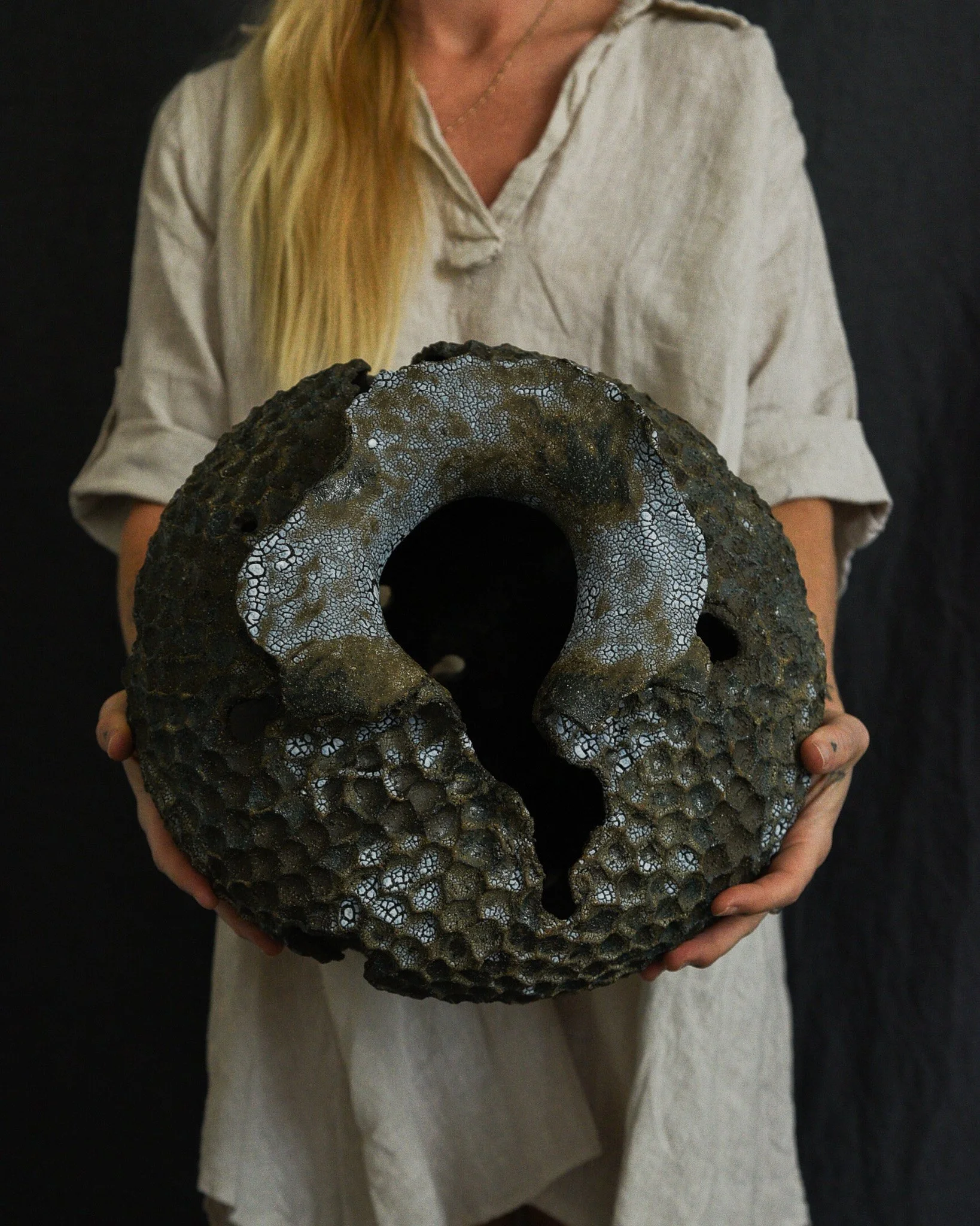 One-of-a-kind handmade ceramic vessel, contemporary wabi sabi with organic form and surface variation