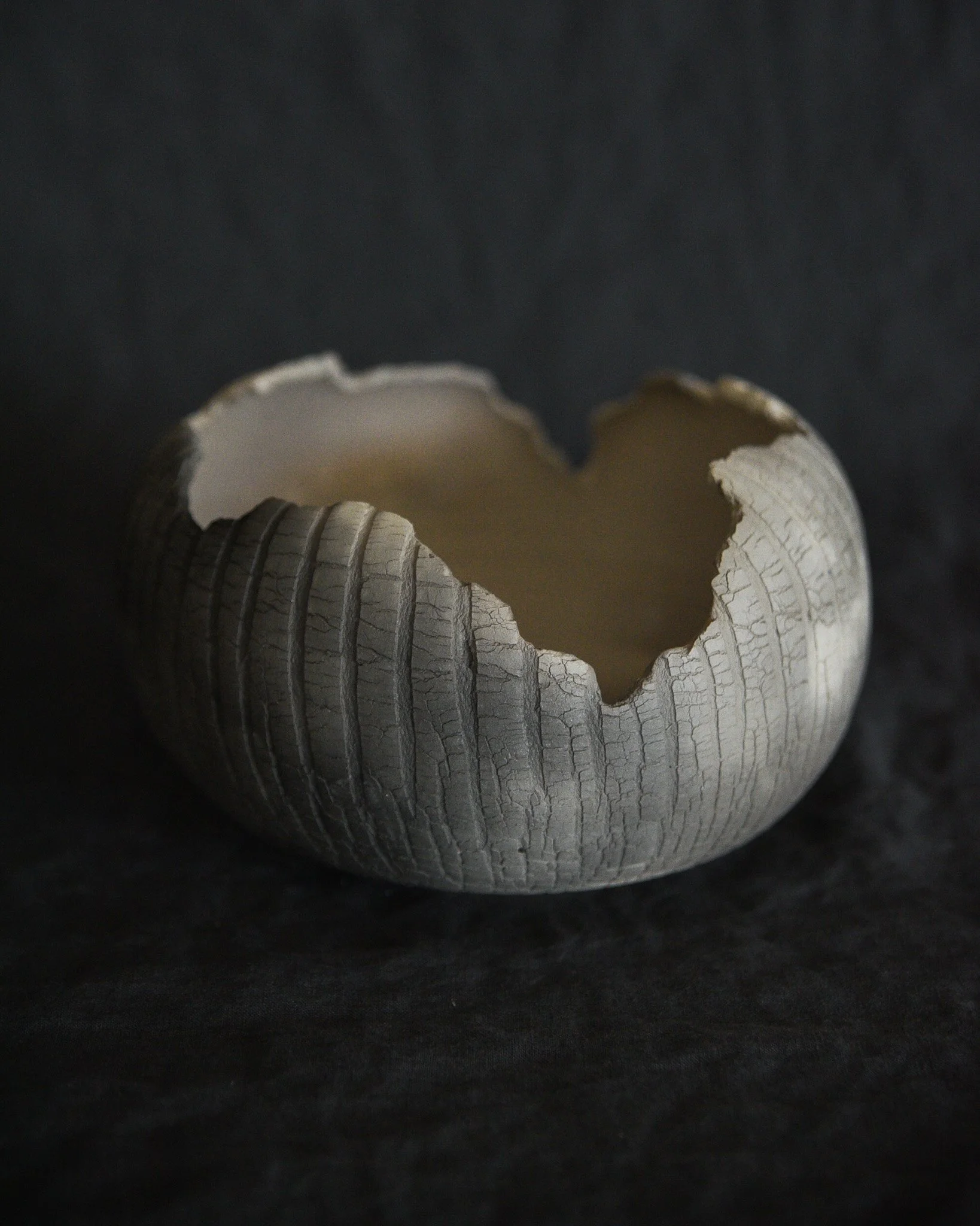One-of-a-kind handmade ceramic vessel, contemporary wabi sabi with organic form and textured surface variation pit fired sodium silicate
