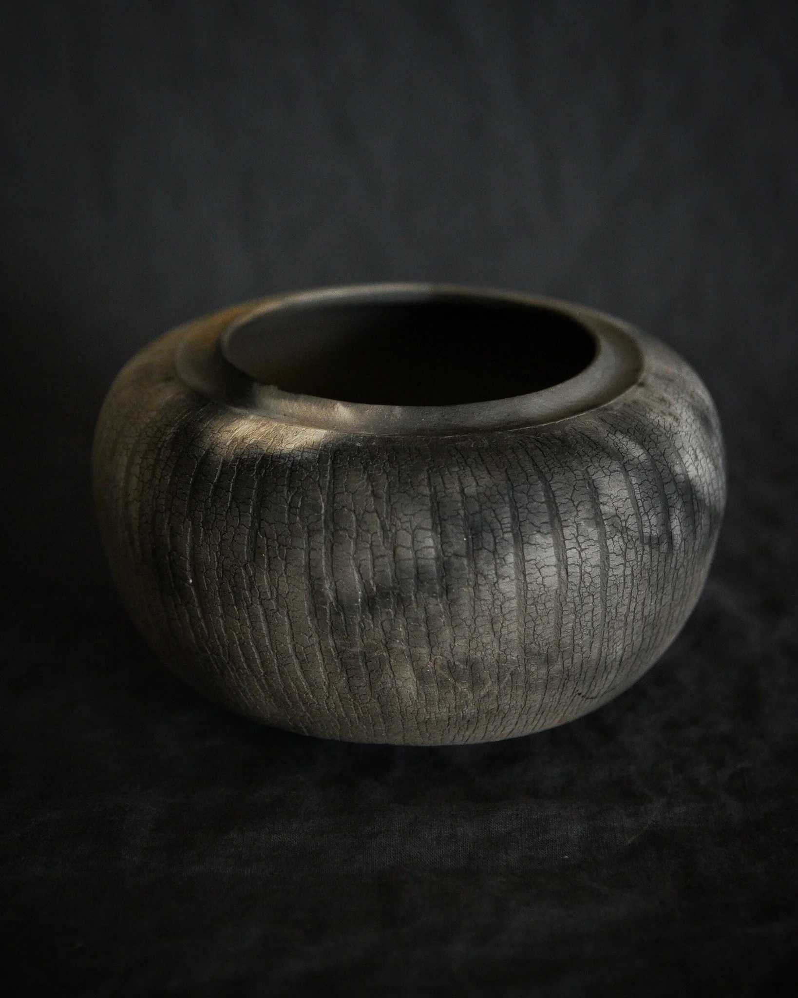 One-of-a-kind handmade ceramic vessel, contemporary wabi sabi with organic form and surface variation pit fired