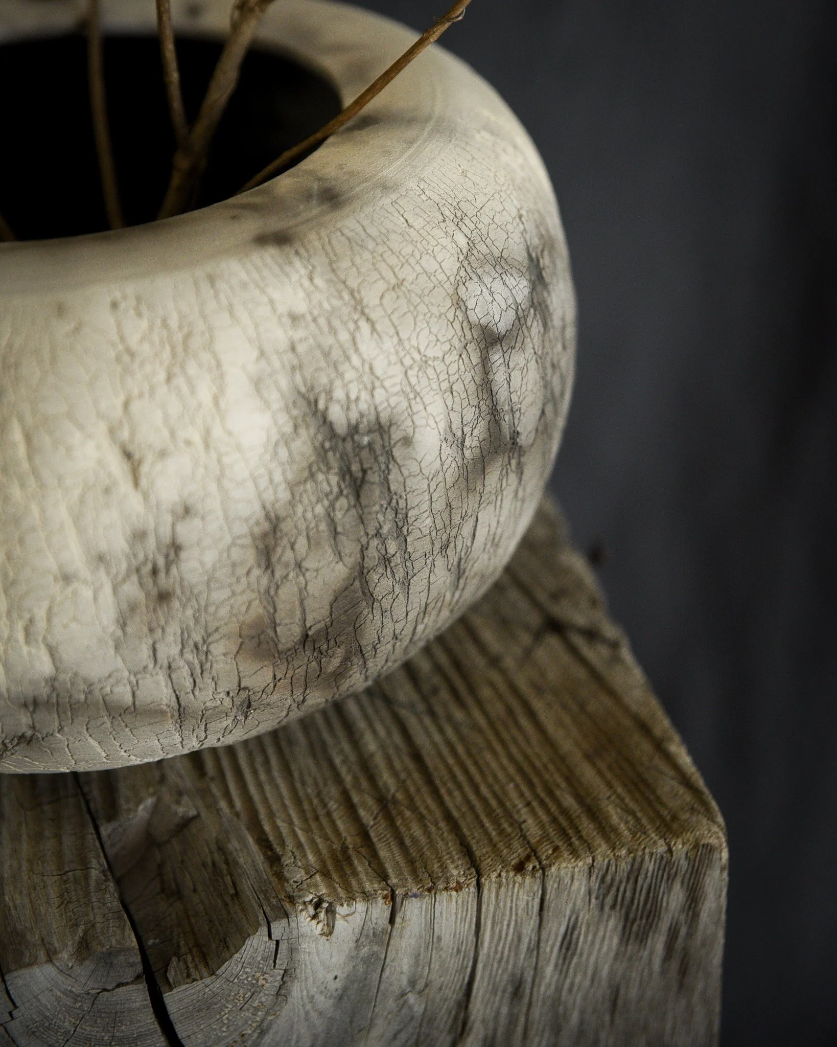 One-of-a-kind handmade ceramic vessel, contemporary wabi sabi with organic form and textured surface variation pit fired sodium silicate