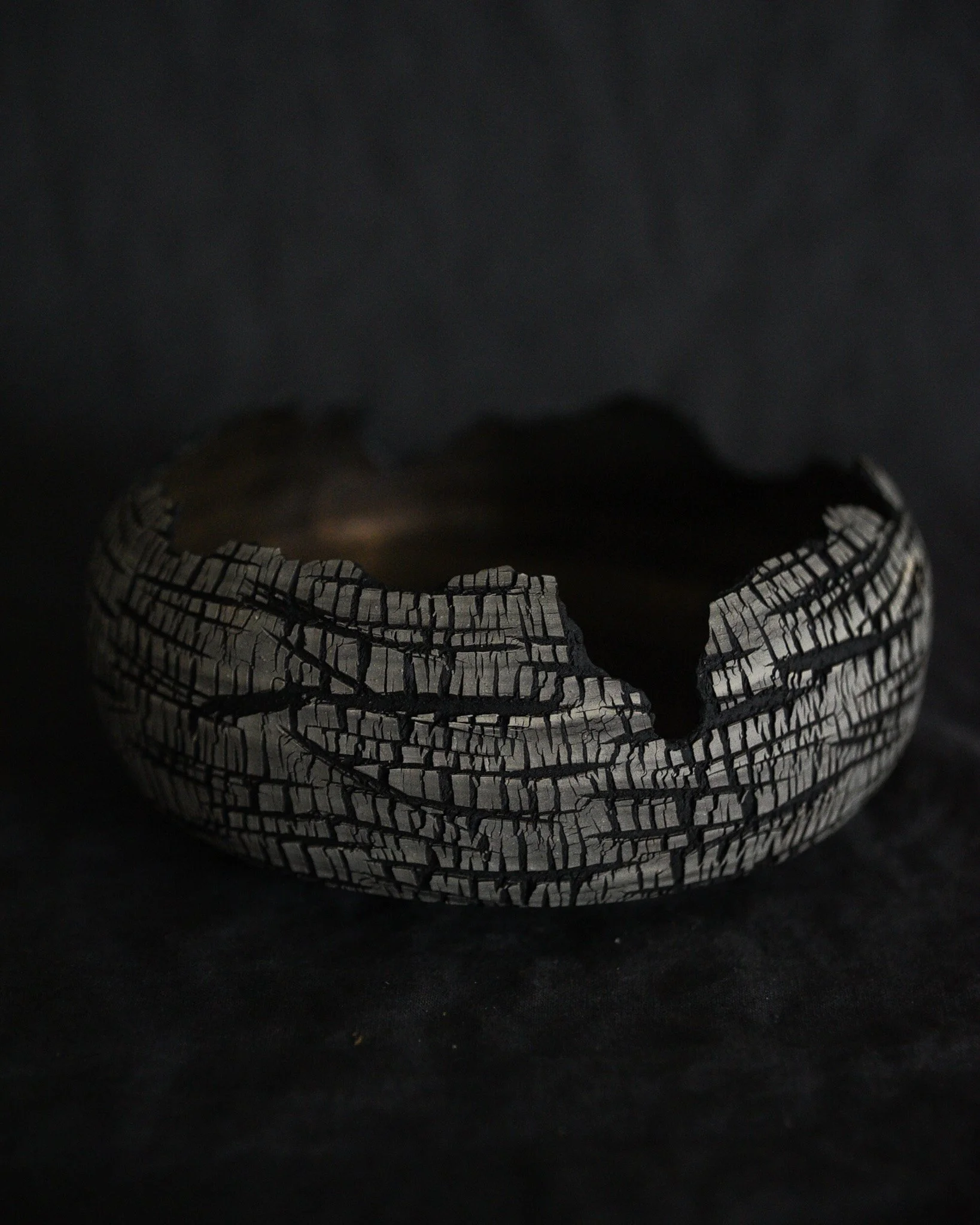One-of-a-kind handmade ceramic vessel, contemporary wabi sabi with organic form and textured surface variation sodium silicate