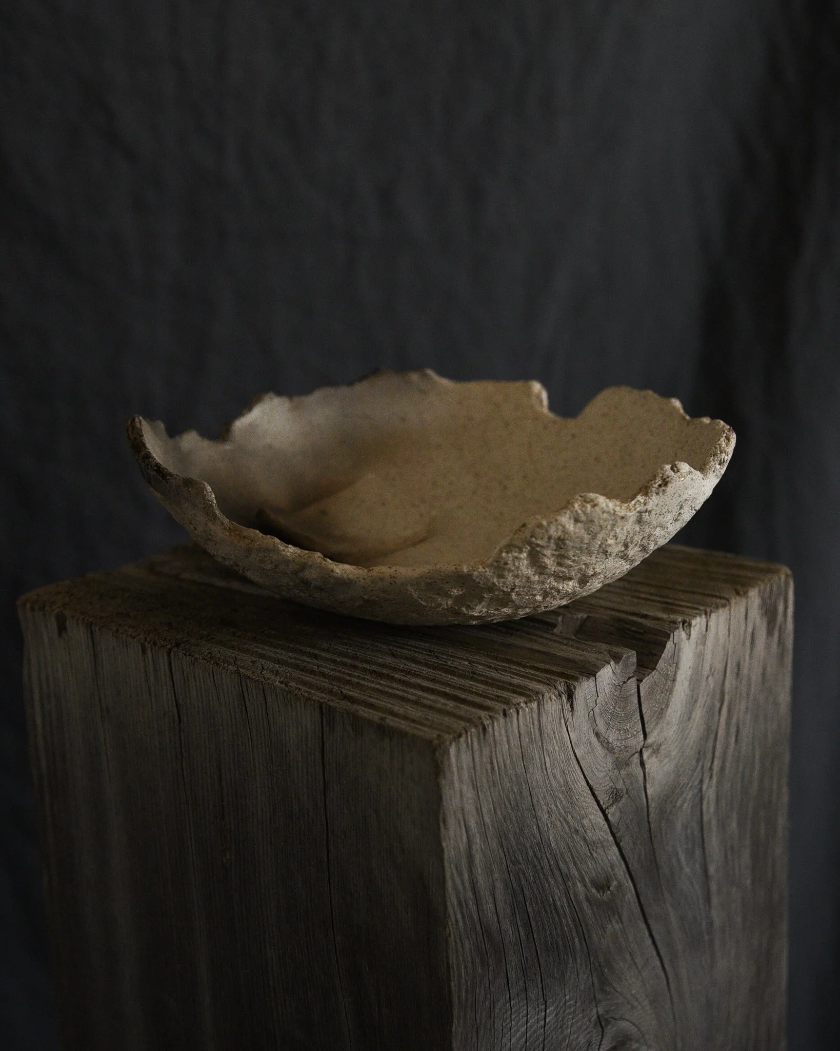 One-of-a-kind handmade ceramic vessel, contemporary wabi sabi with organic form and textured surface variation pit fired