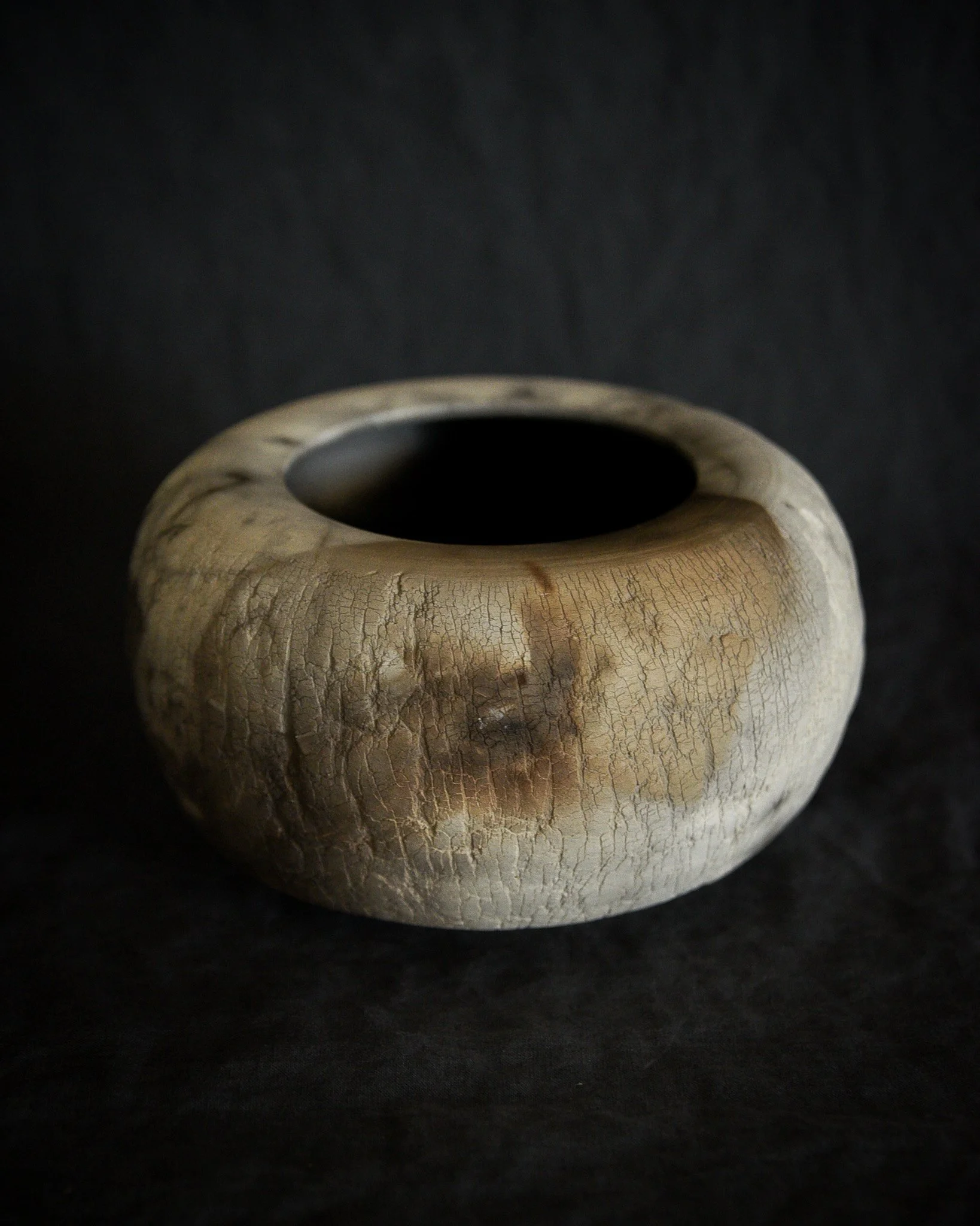 One-of-a-kind handmade ceramic vessel, contemporary wabi sabi with organic form and textured surface variation pit fired sodium silicate