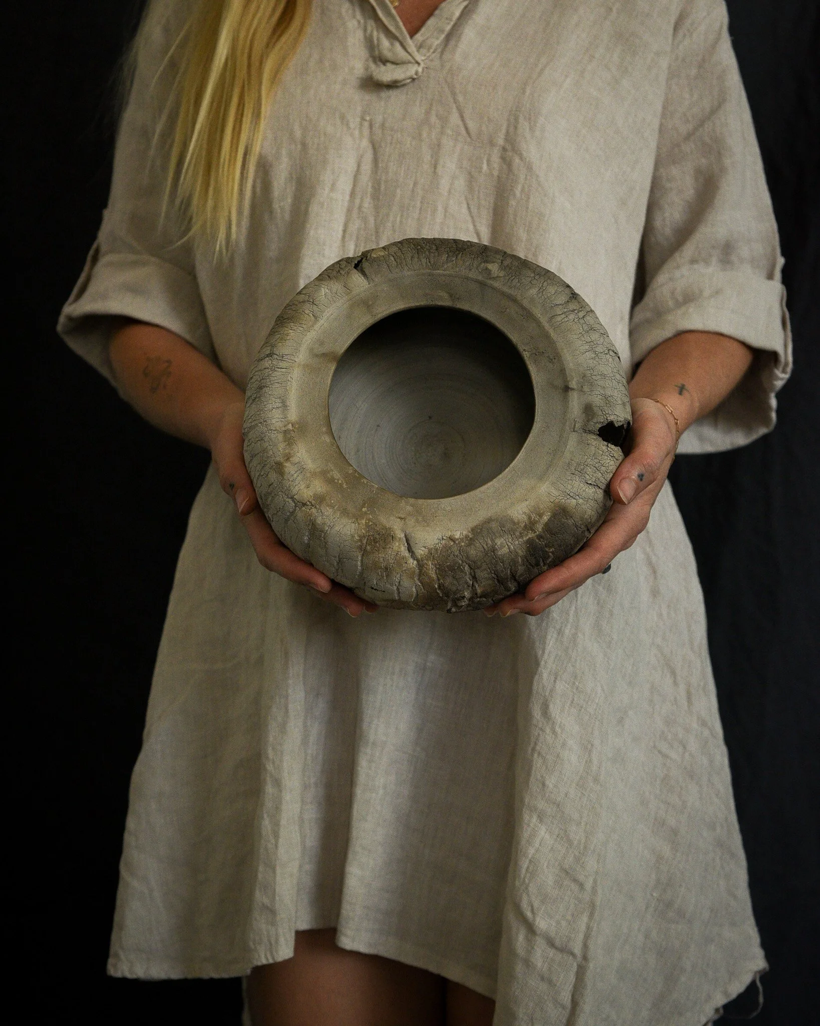 One-of-a-kind handmade ceramic vessel, contemporary wabi sabi with organic form and surface variation pit fired