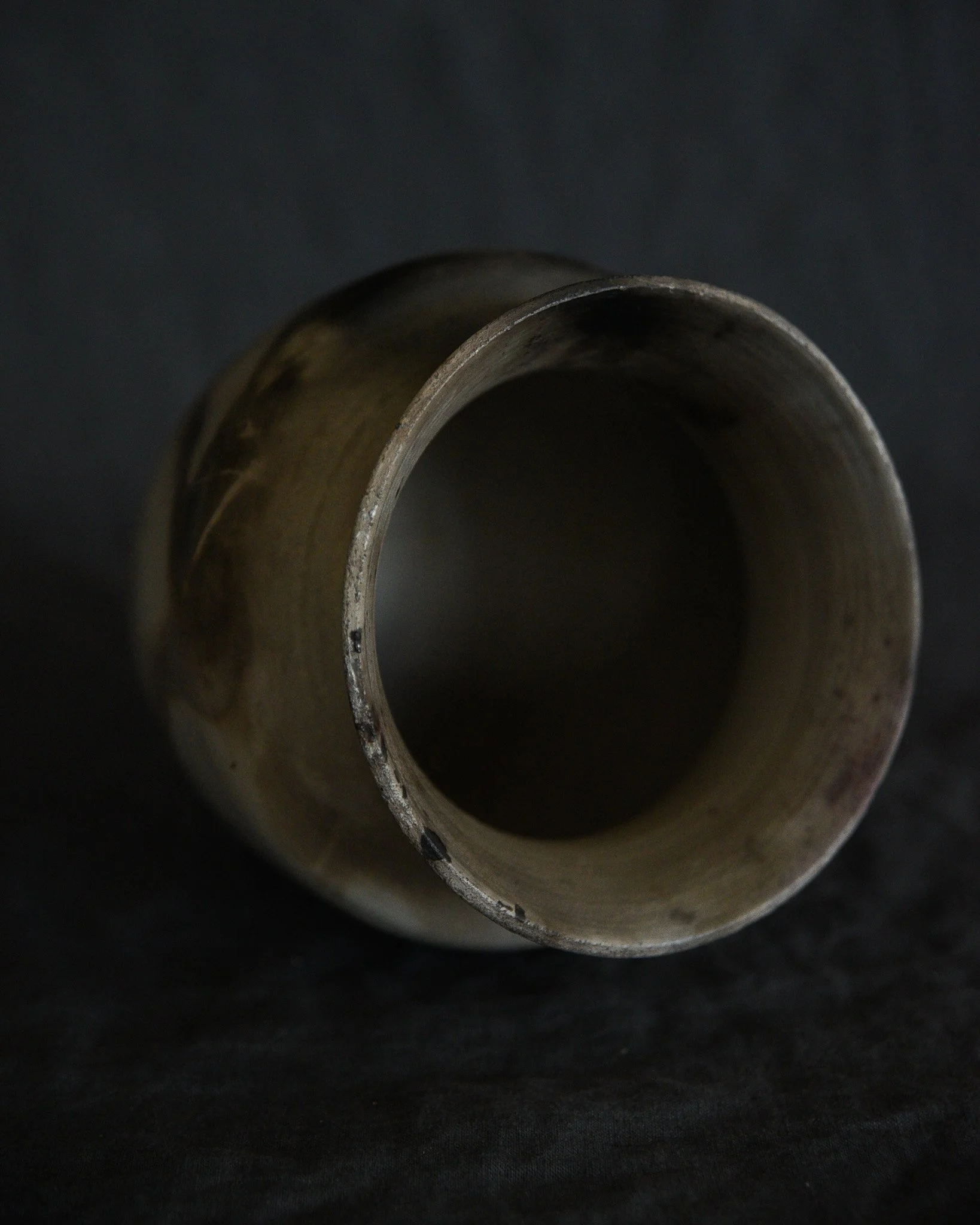 One-of-a-kind handmade ceramic vessel, contemporary wabi sabi with organic form and textured surface variation pit fired