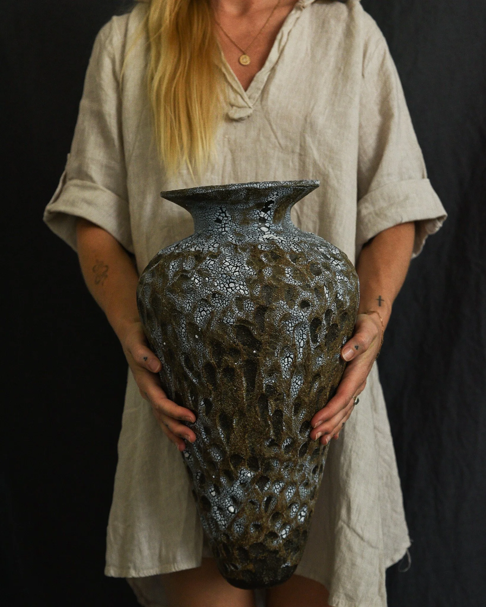 One-of-a-kind handmade ceramic vessel, contemporary wabi sabi with organic form and surface variation