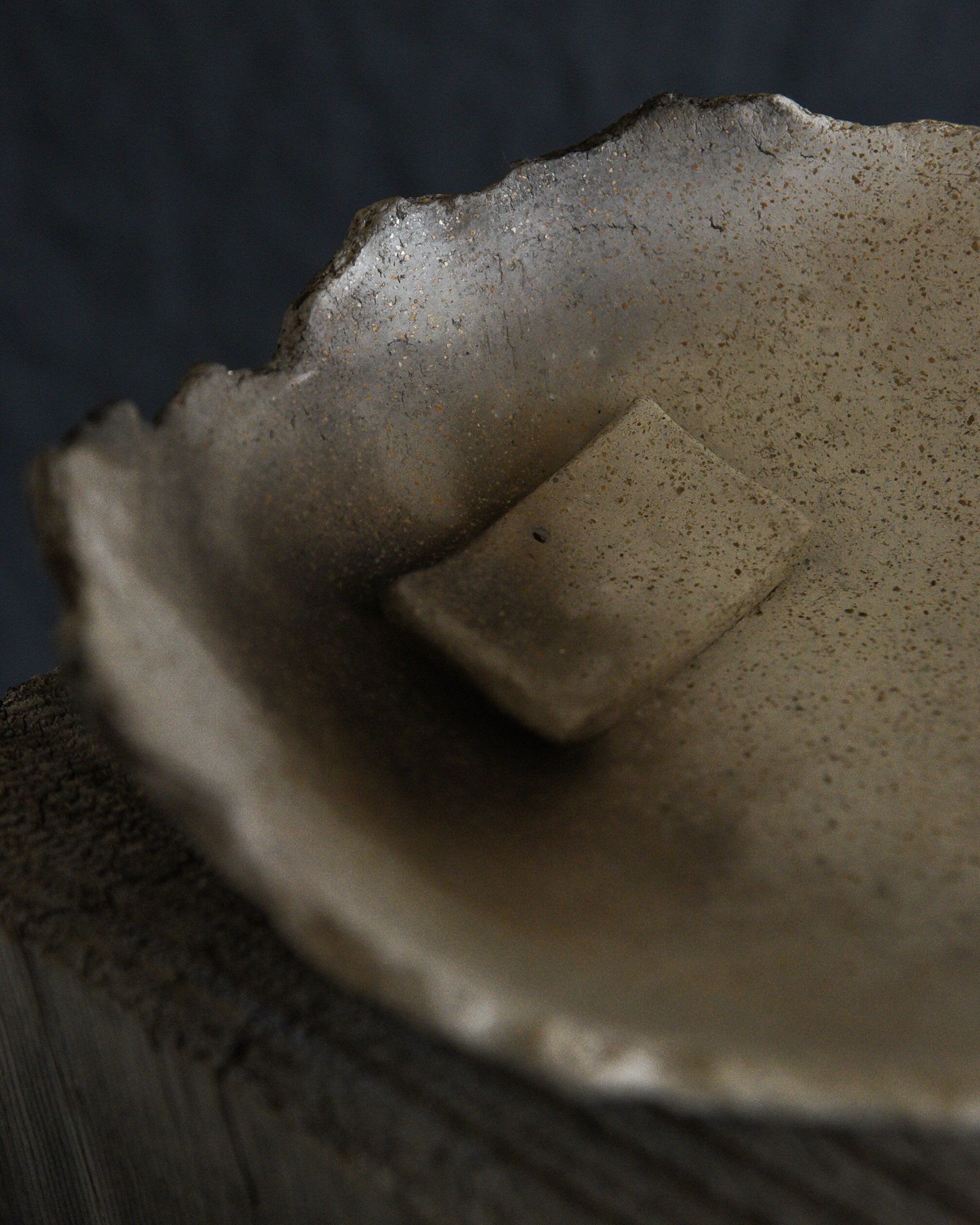 One-of-a-kind handmade ceramic vessel, contemporary wabi sabi with organic form and textured surface variation pit fired