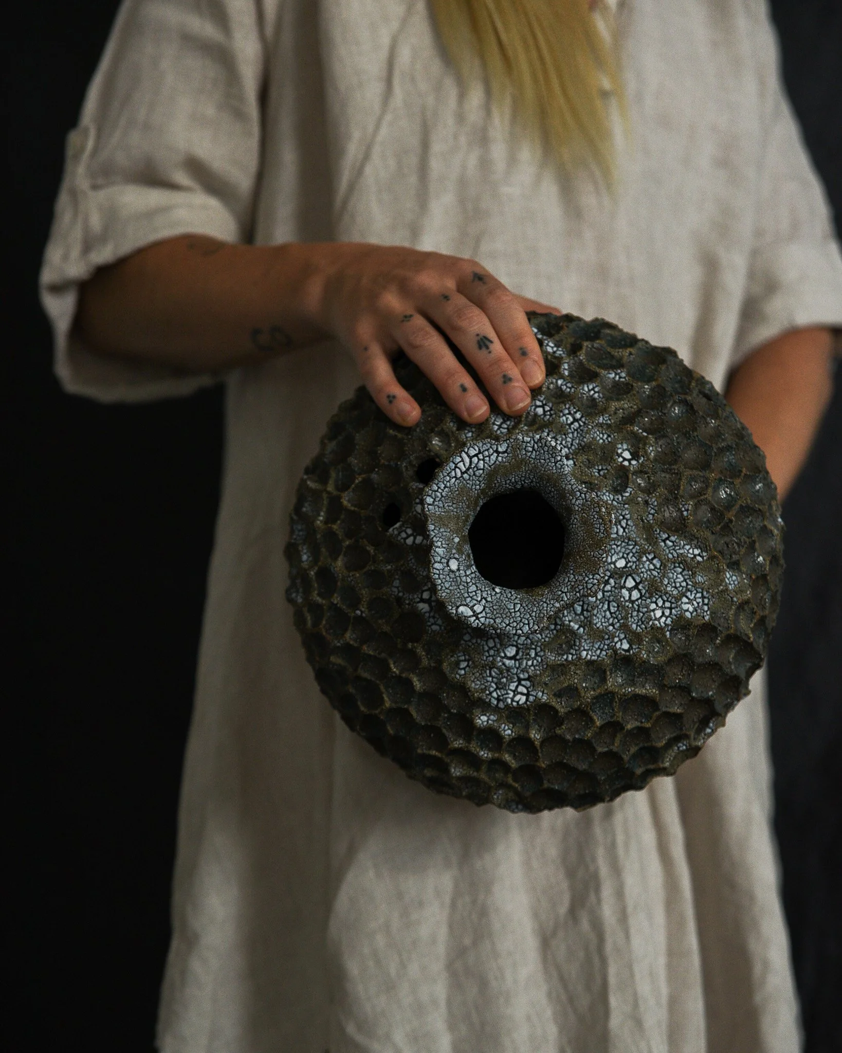 One-of-a-kind handmade ceramic vessel, contemporary wabi sabi with organic form and surface variation