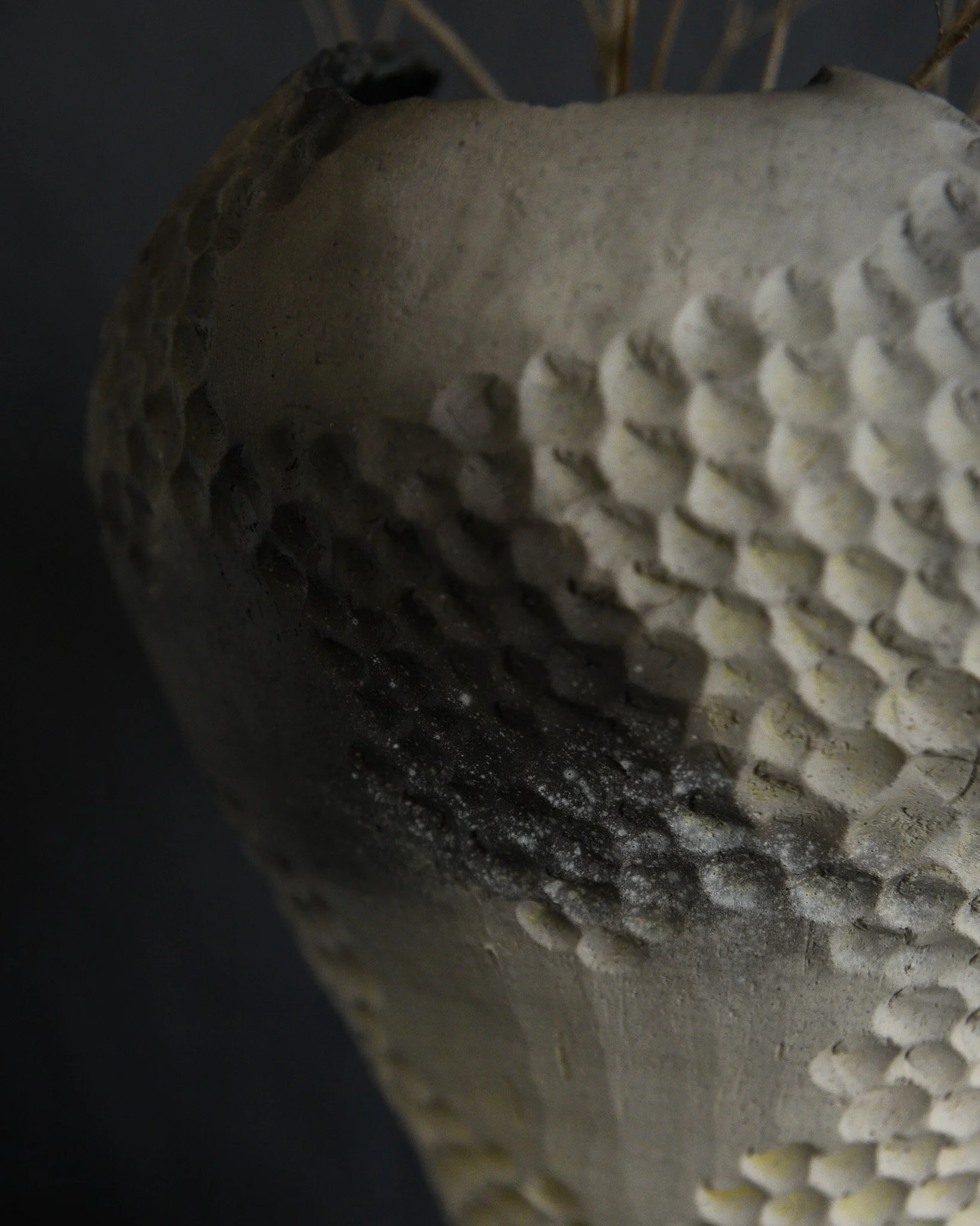 One-of-a-kind handmade ceramic vessel, contemporary wabi sabi with organic form and surface variation pit fired