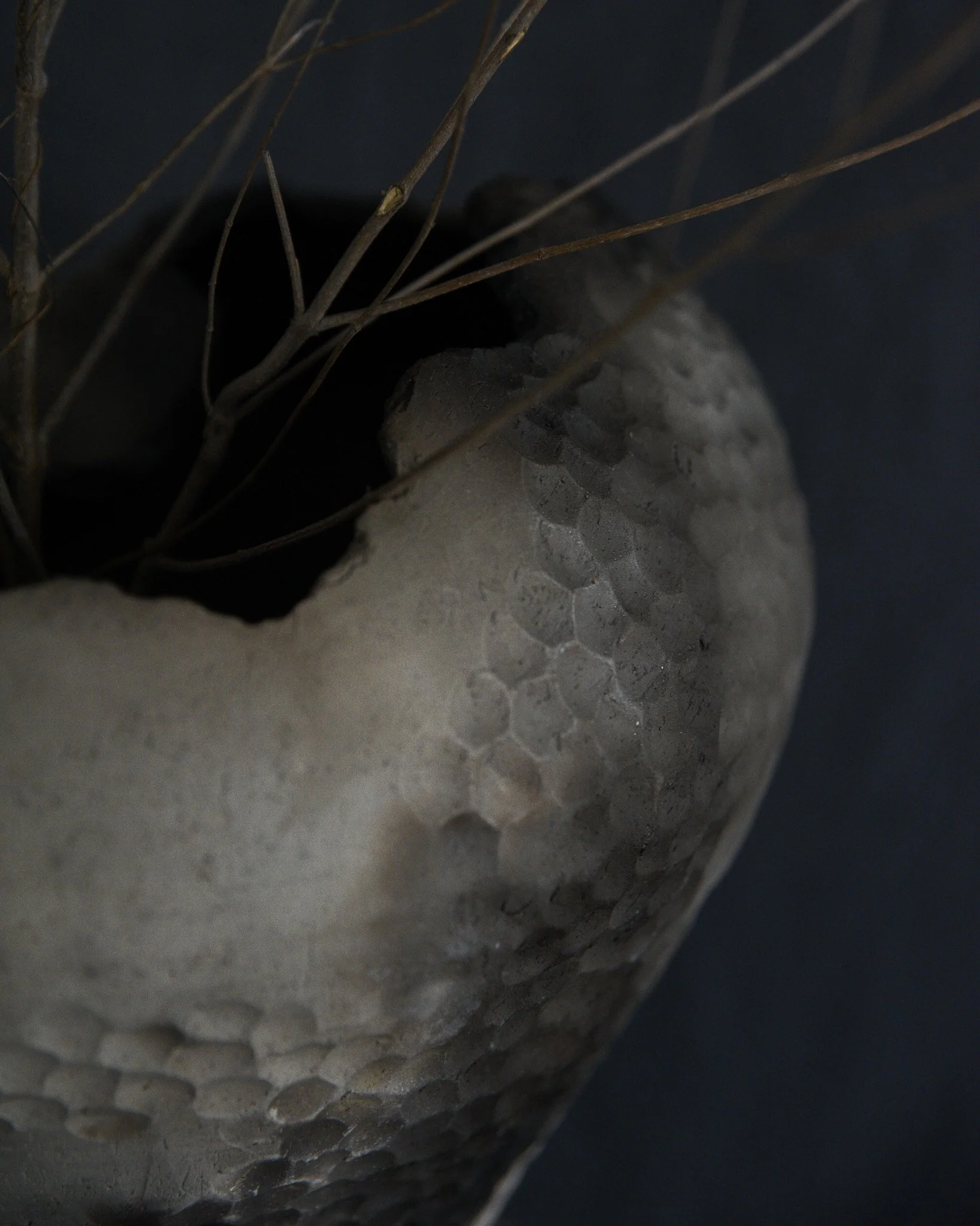 One-of-a-kind handmade ceramic vessel, contemporary wabi sabi with organic form and surface variation pit fired