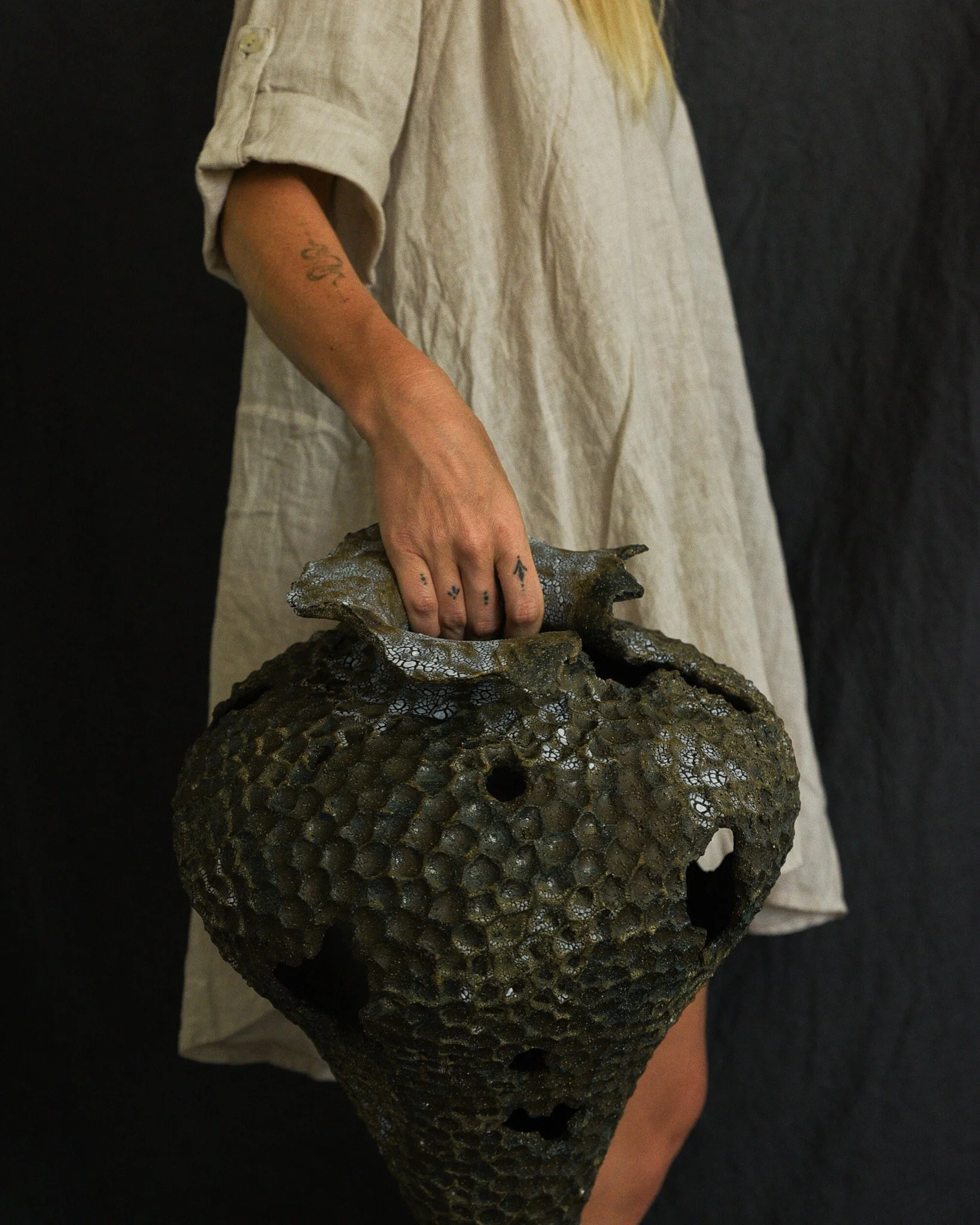 One-of-a-kind handmade ceramic vessel, contemporary wabi sabi with organic form and surface variation