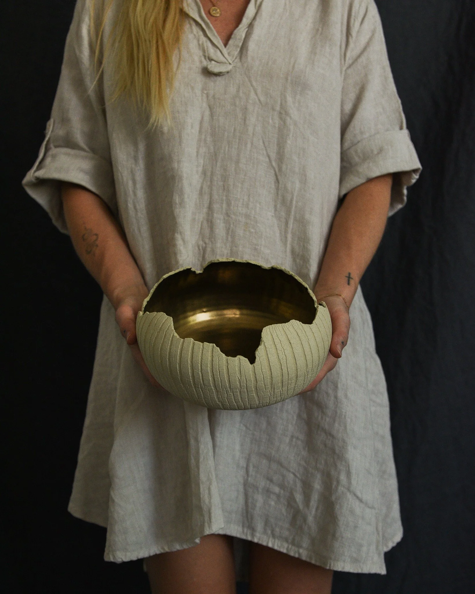 One-of-a-kind handmade ceramic vessel, contemporary wabi sabi with organic form and textured surface variation sodium silicate