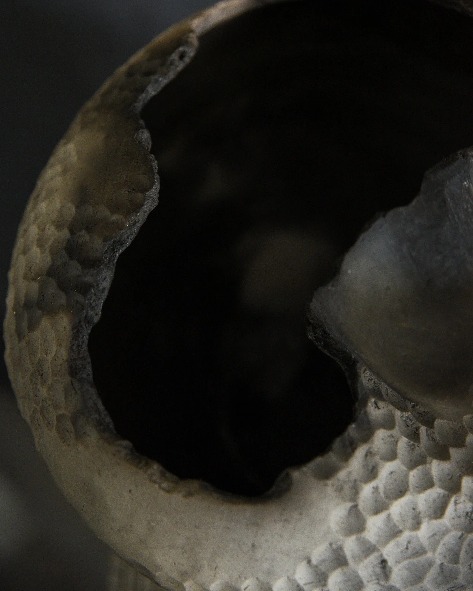 One-of-a-kind handmade ceramic vessel, contemporary wabi sabi with organic form and surface variation pit fired