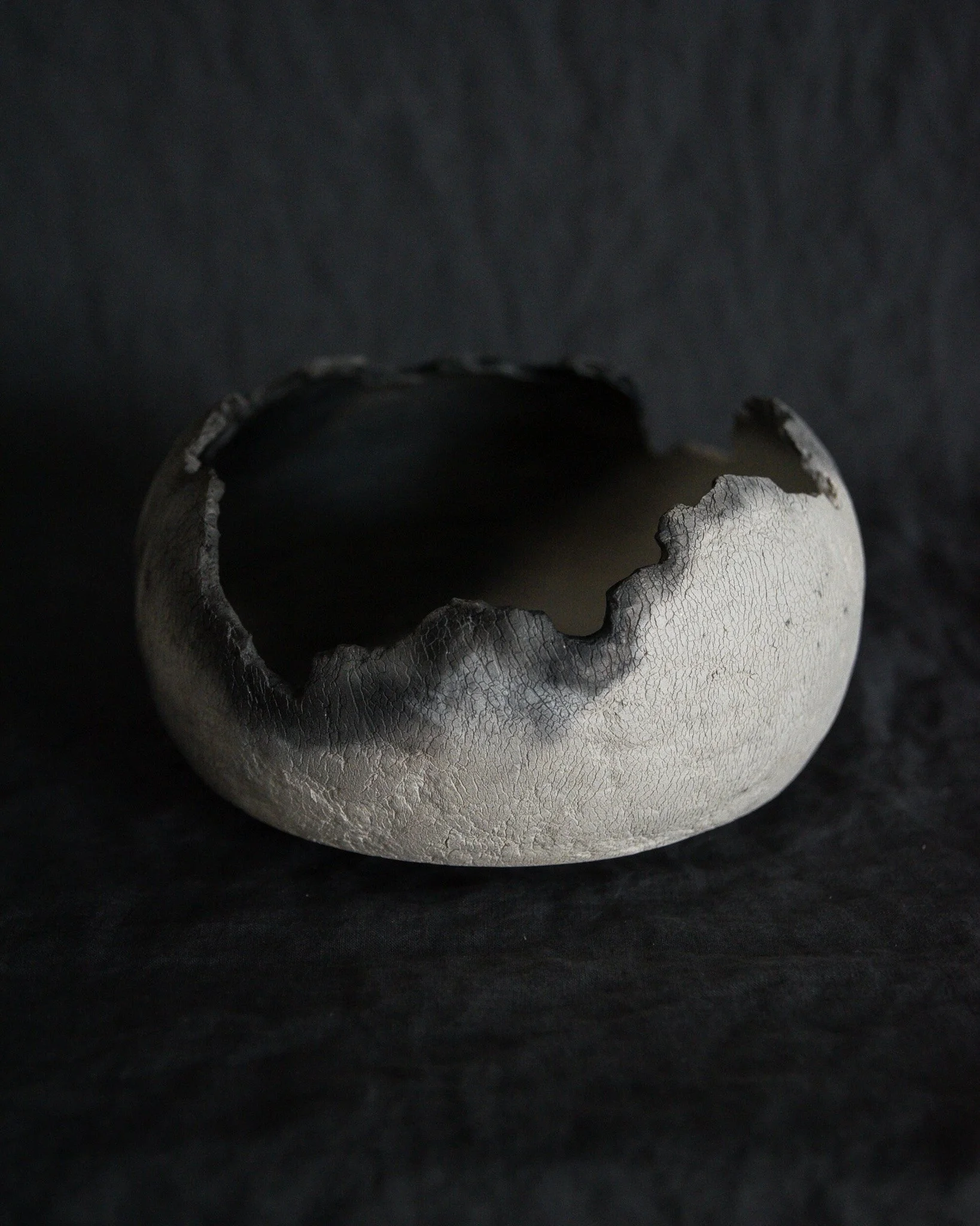 One-of-a-kind handmade ceramic vessel, contemporary wabi sabi with organic form and textured surface variation pit fired sodium silicate