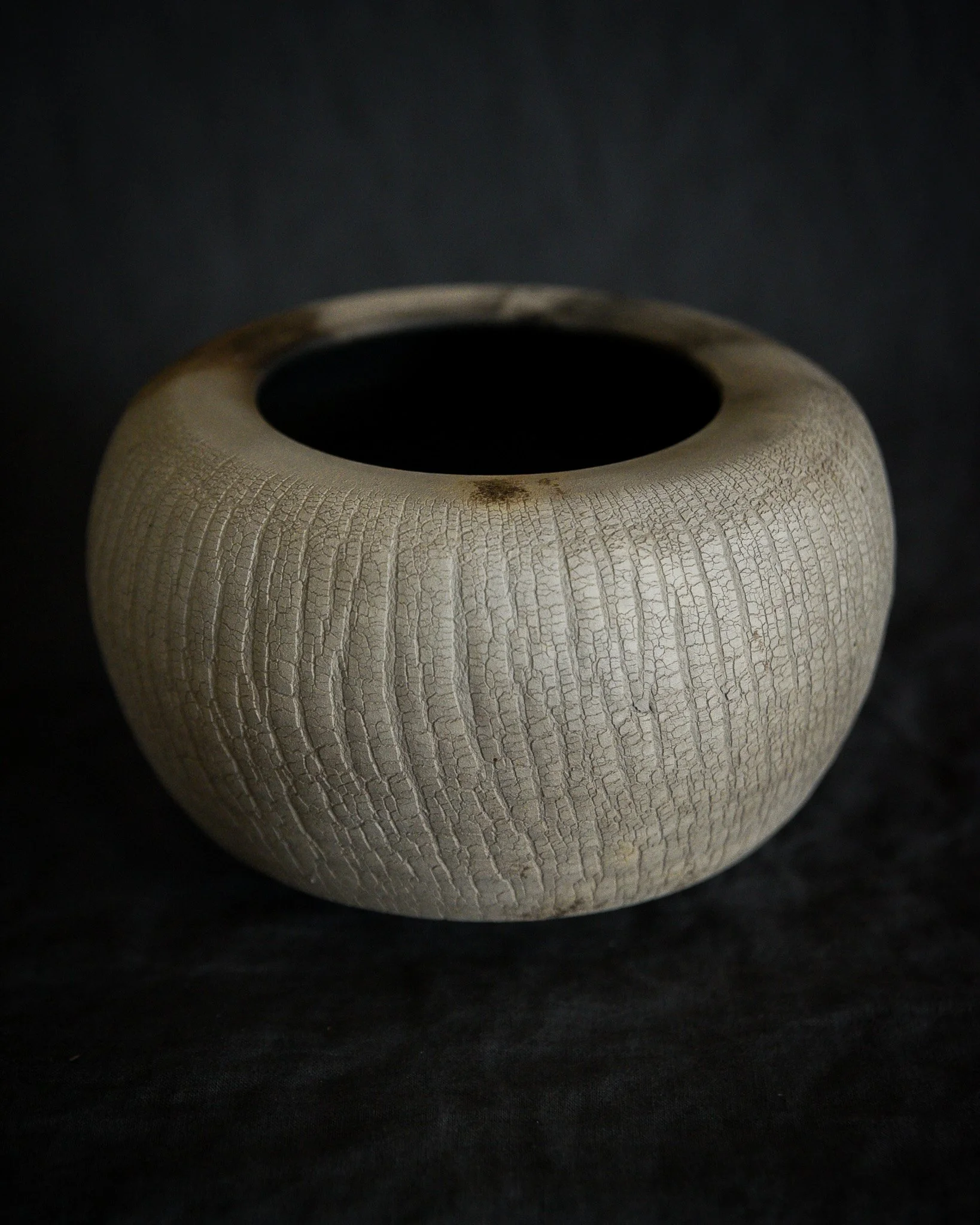 One-of-a-kind handmade ceramic vessel, contemporary wabi sabi with organic form and surface variation pit fired sodium silicate