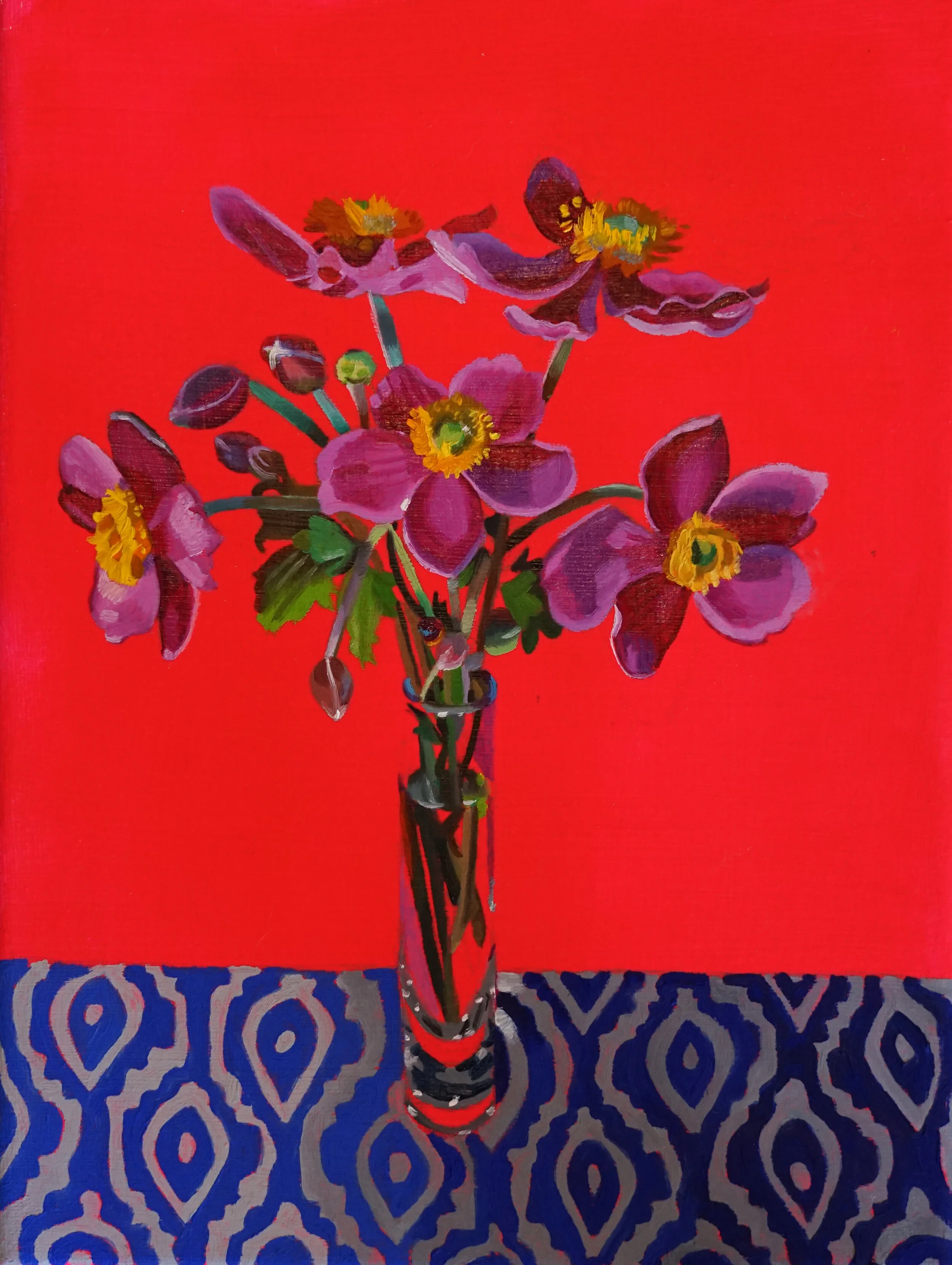   Deep Pink Japanese Anemones , 2019  23 x 30cm  Oil on canvas    Sold   