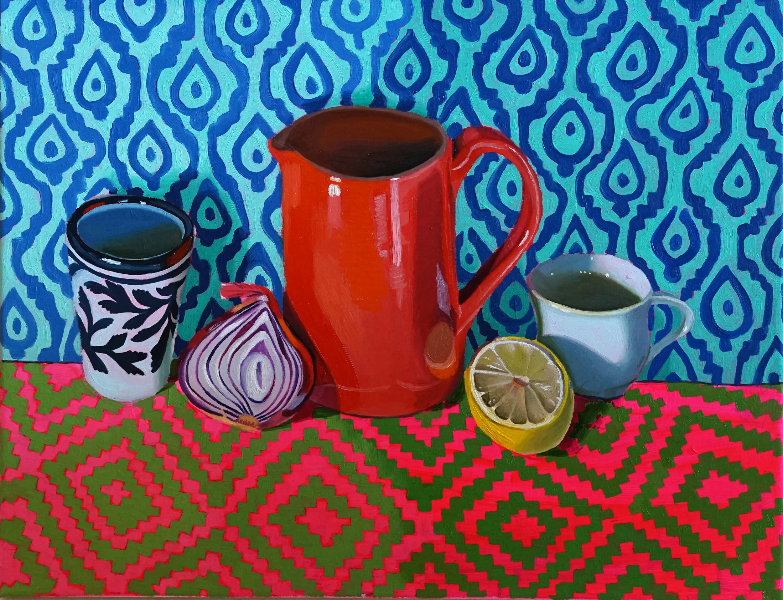   Red Jug and Friends,   2019   40 x 50cm  Oil on canvas 