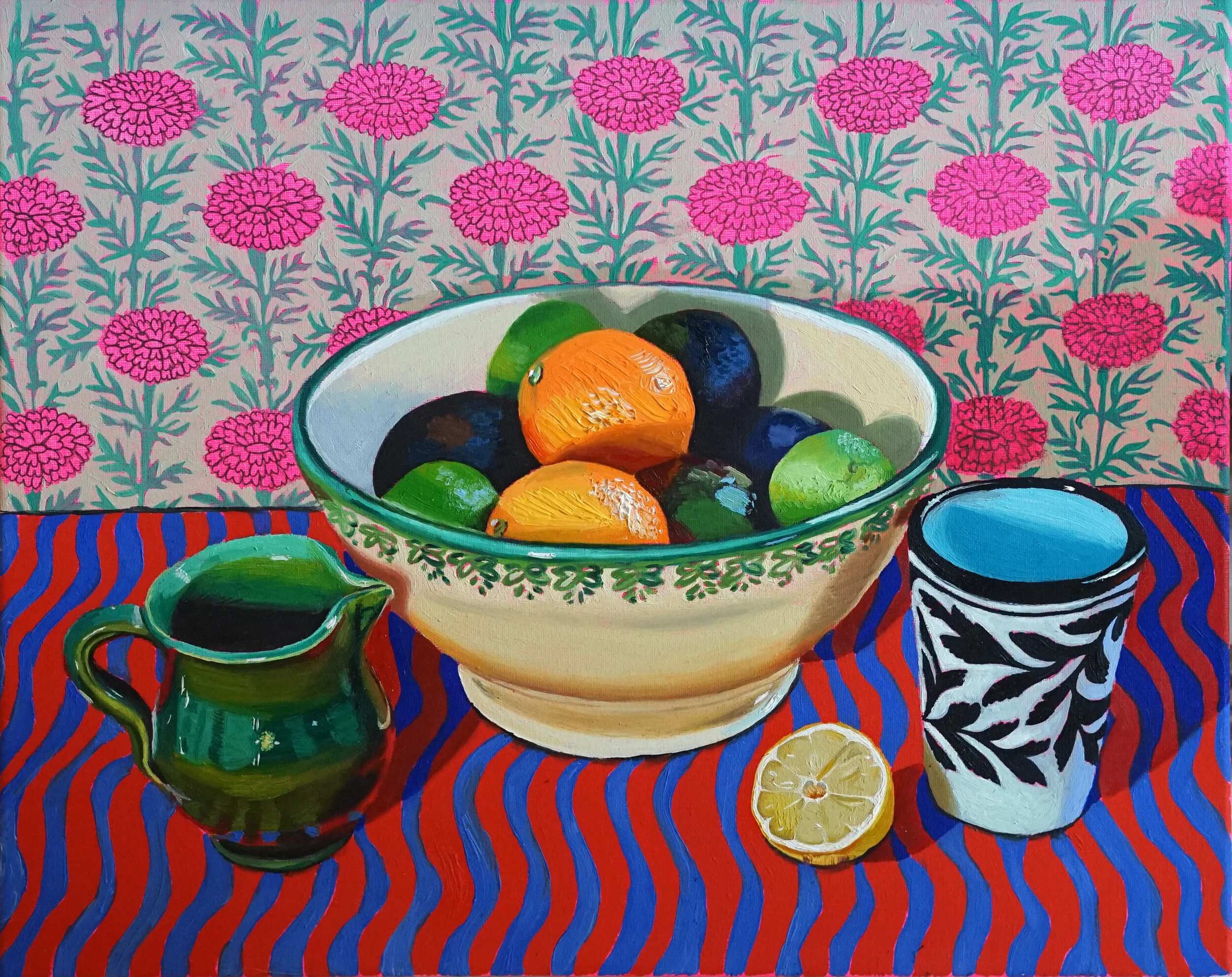   Pomegranate Swirls ,  2019   Oil on canvas  40 x 50cm 