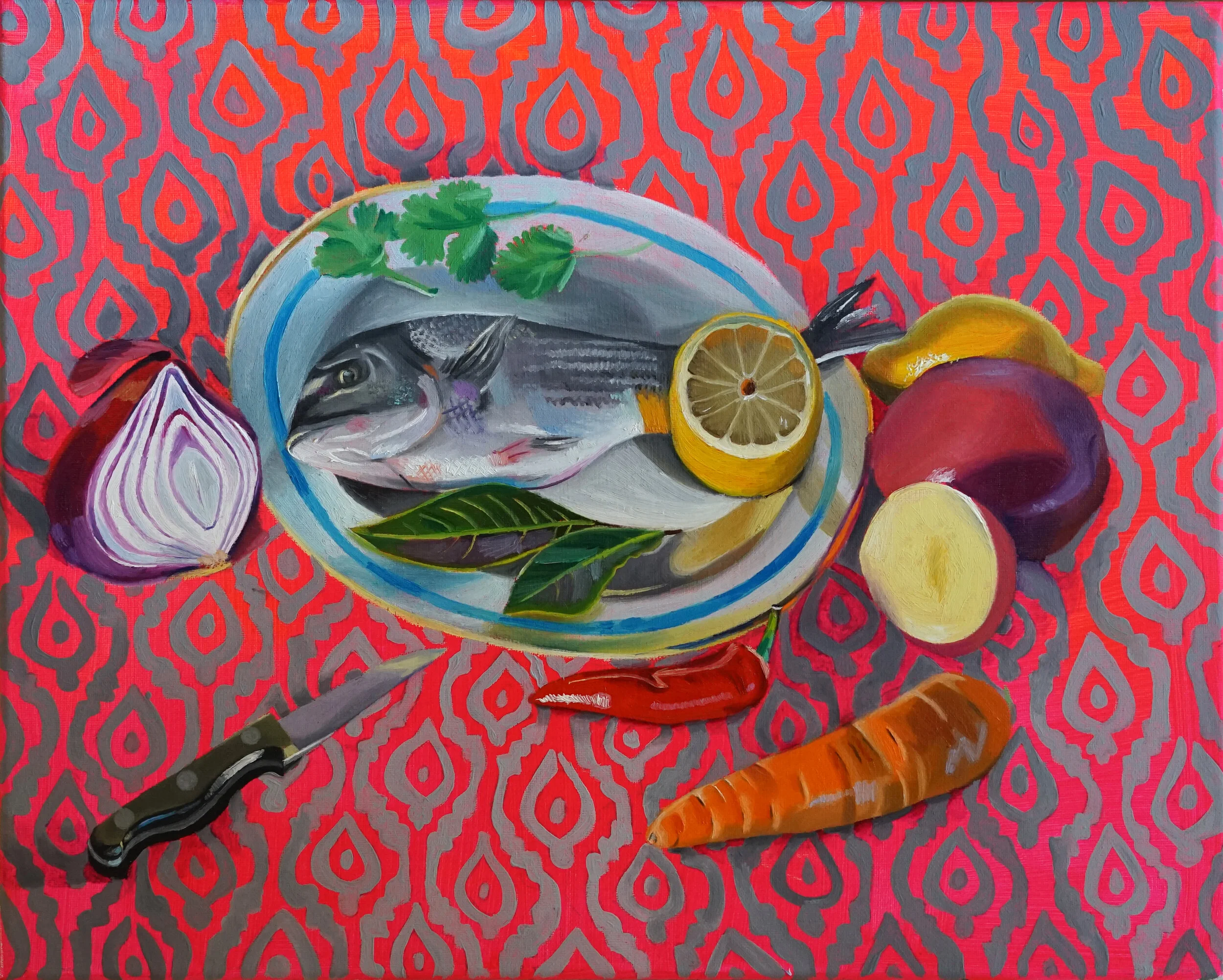   Soulful Fish ,  2019   Oil and acrylic on canvas  40 x 50cm 