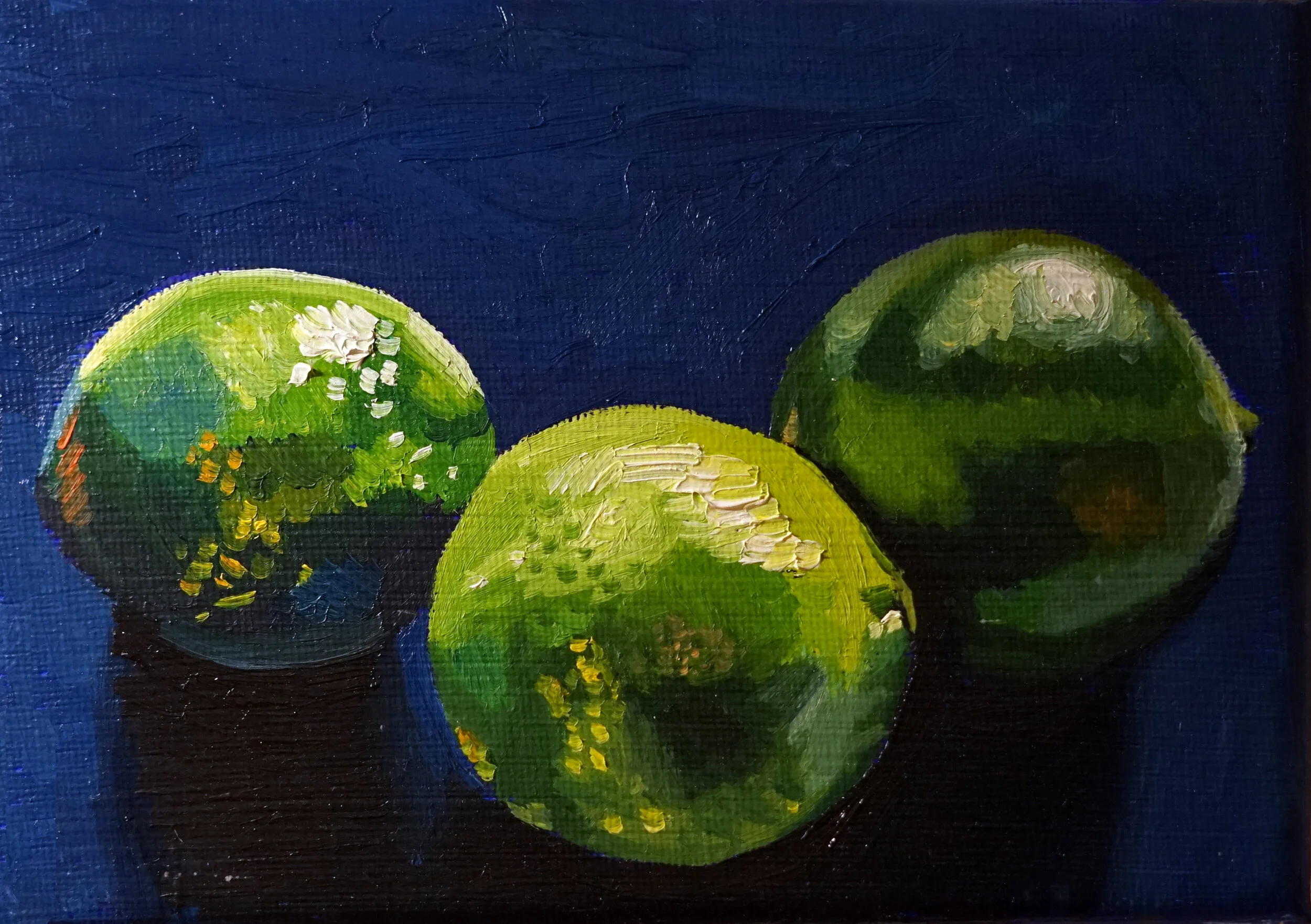   Three Limes ,  2019   Oil on canvas  11 x 16 cm 