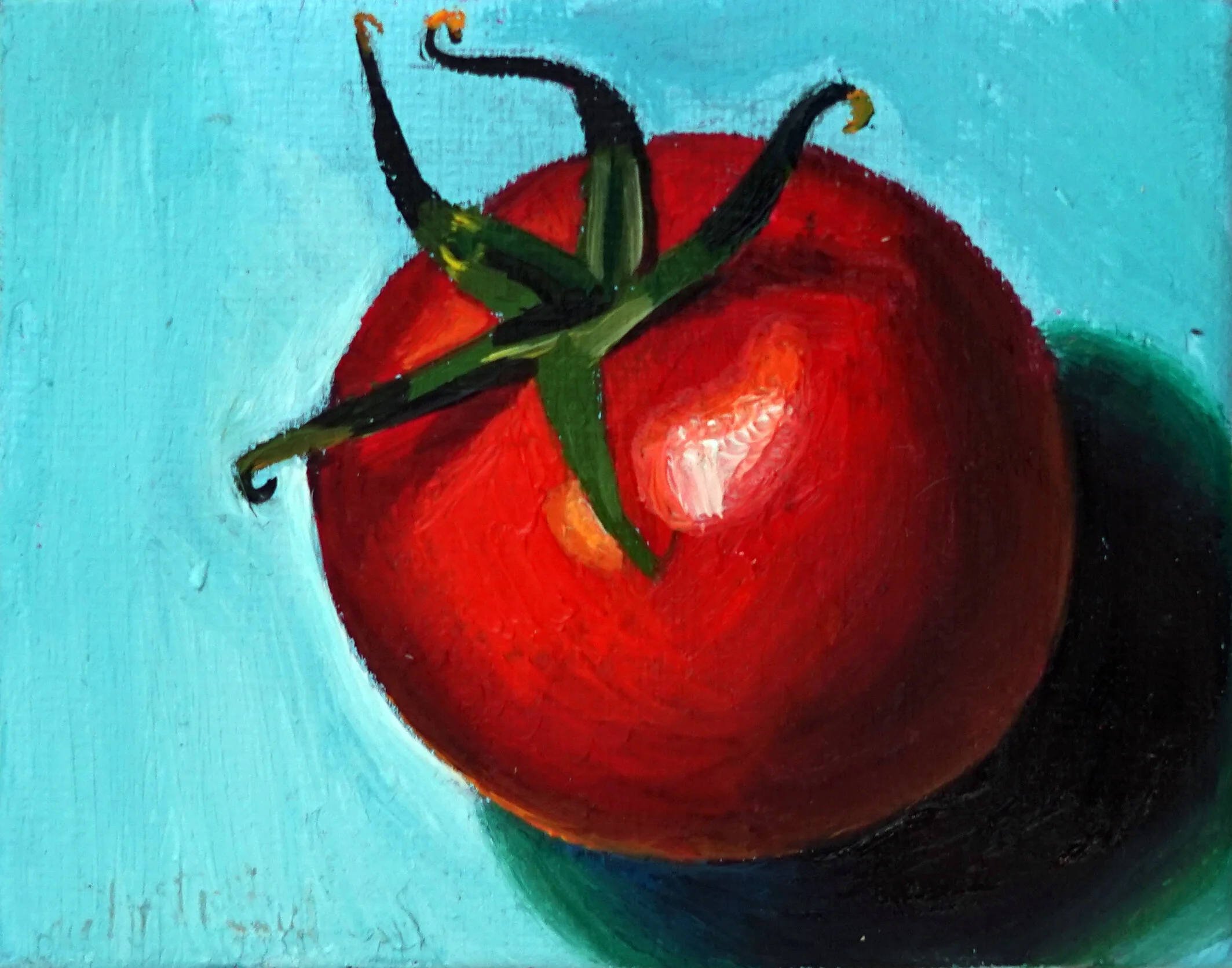   Tomato, 2020   Oil on canvas  7 x 11 cm 