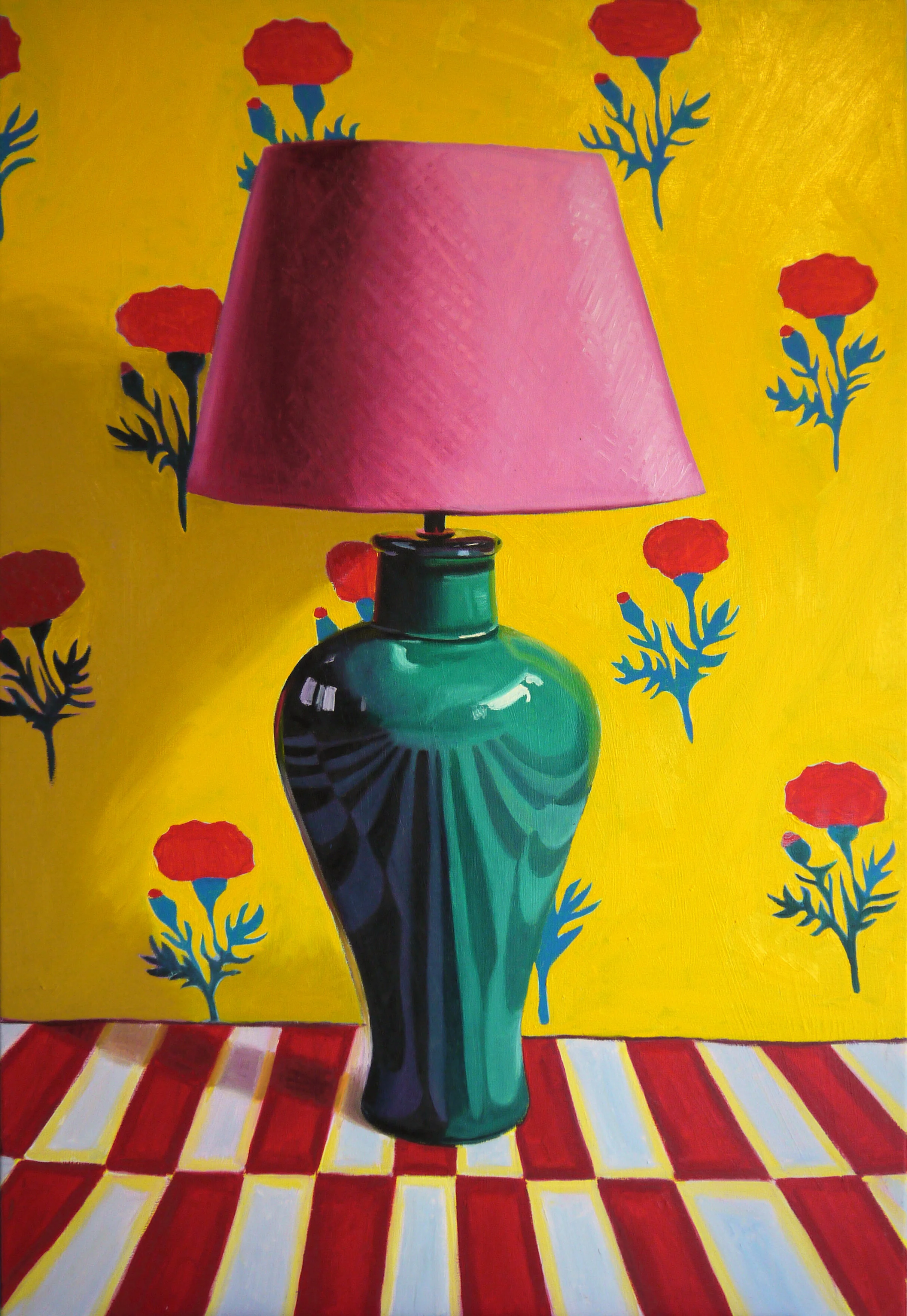  Pooky Lamp Block Print Pattern  Oil on canvas  61 x 91 cm 