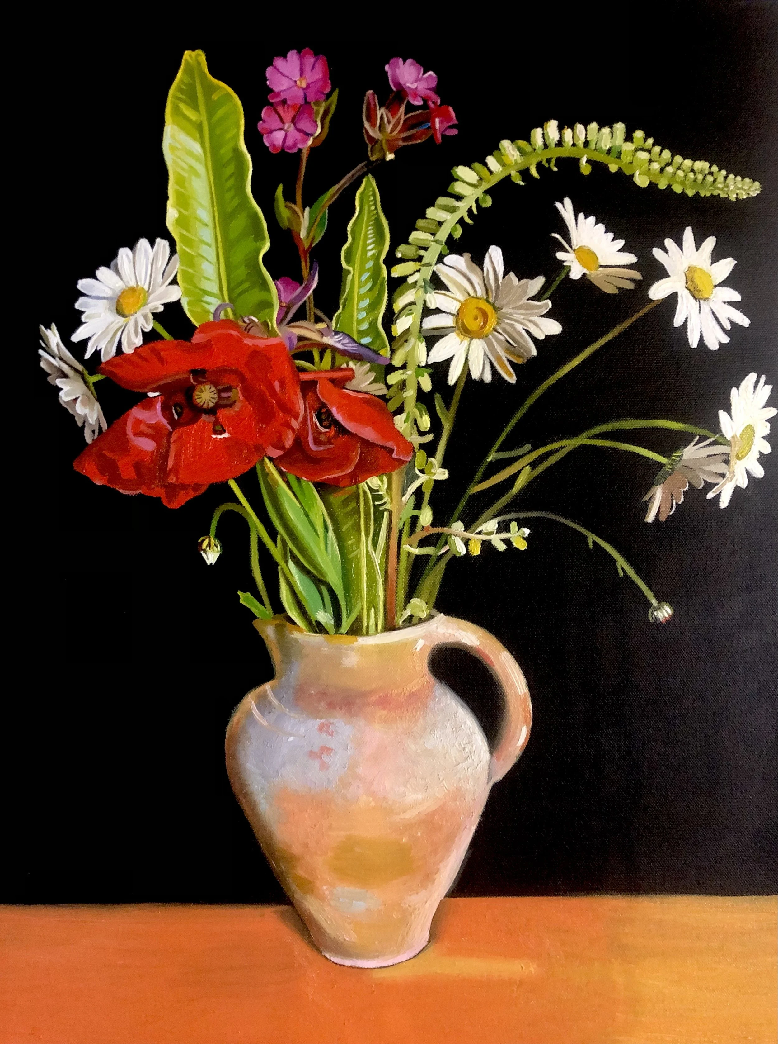 Prussia Cove flowers, oil on canvas, 55 x 65 cm