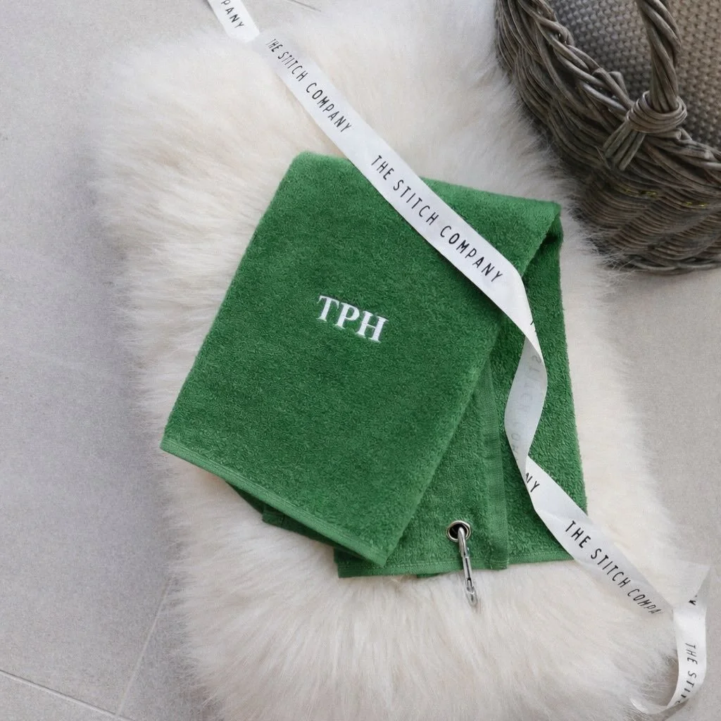Most wanted this week ⭐️ Personalised green golf towel with traditional white stitching ✨☀️ #ukgolfcourses #essexgolf #essexgolfer #essexgolfandcountryclub #essexgolfclub