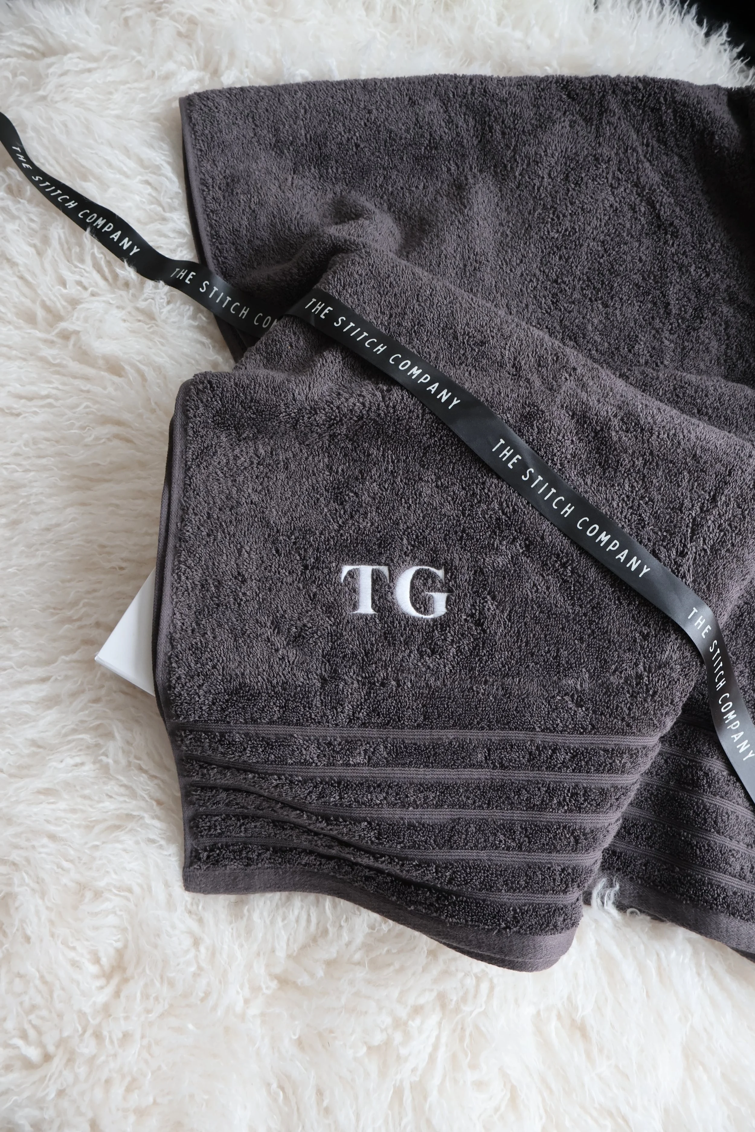 Personalised Charcoal Bath Towel