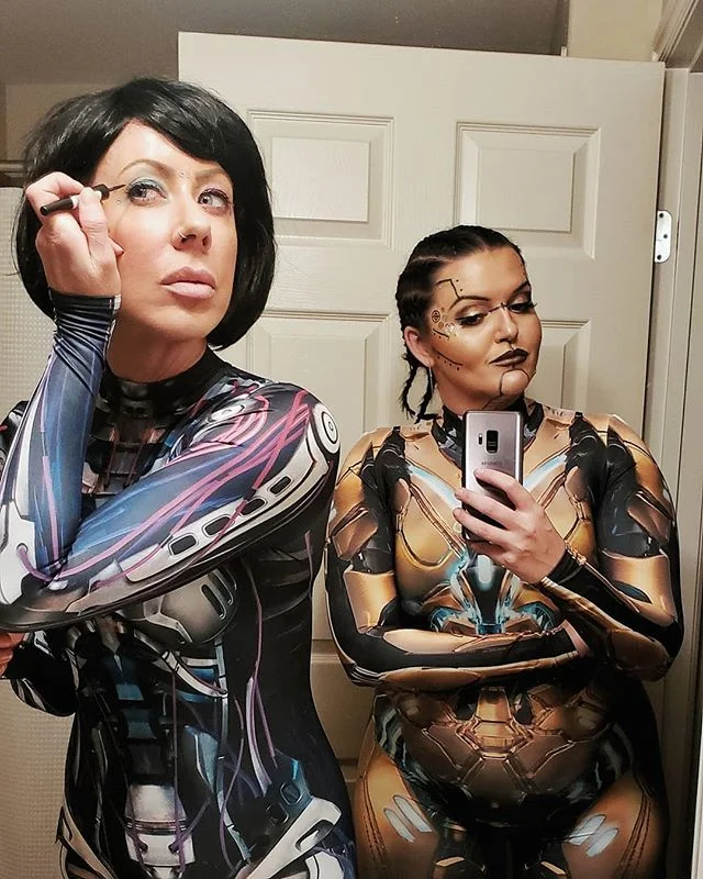 Halloween 2019, we ready! The war bots have arrived. Welcome to the future.
.
.
.
.
#halloweencostume #halloween #halloweenmakeup #halloweencostumes #robots #warbots #halloweenselfie #ymm #rmwb #fortmac #fortmcmurray #woodbuffalo #badinkastyle #badin