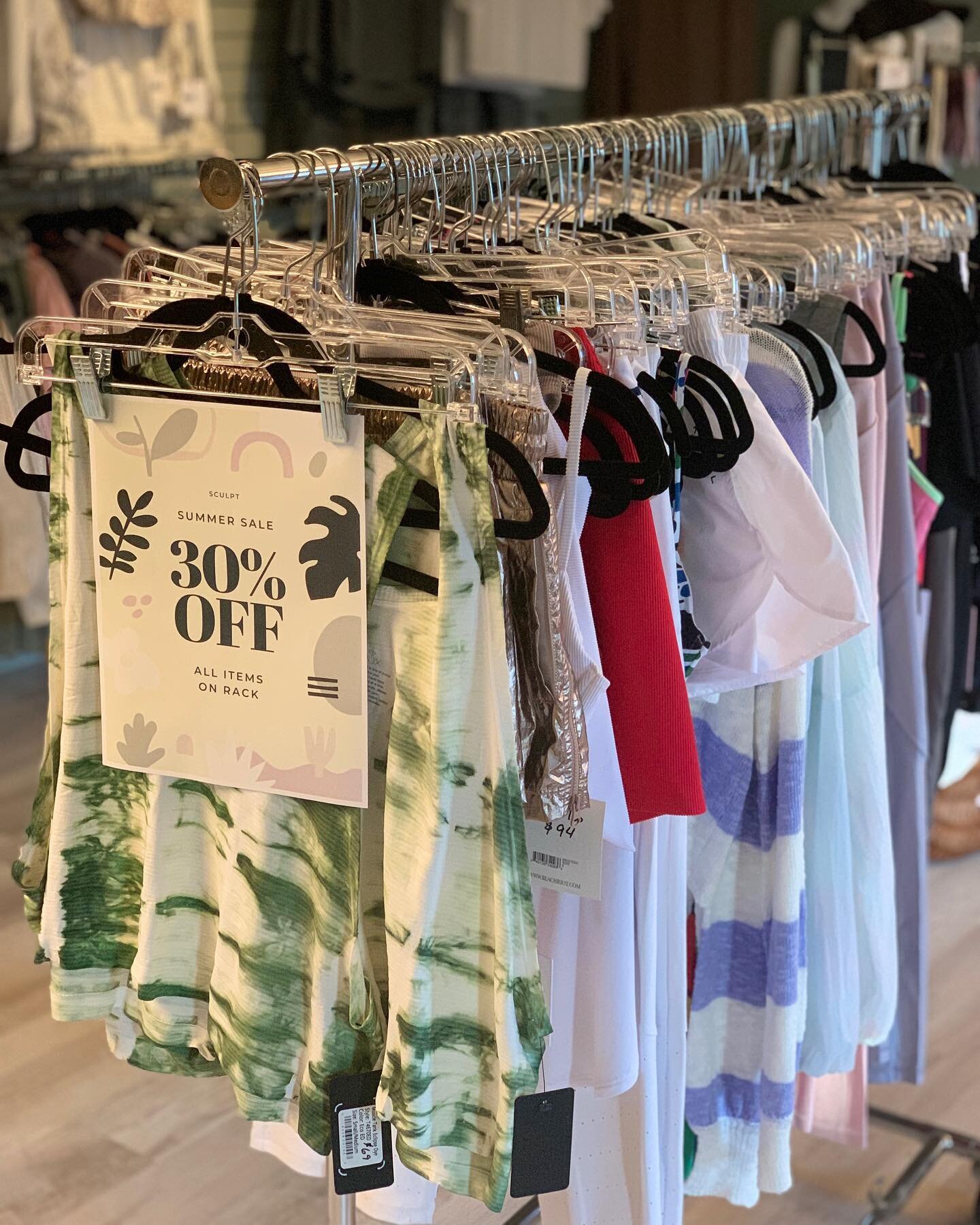 So much new inventory hitting the racks, we had to put some summer pieces (including swim 👙) on SALE! If you&rsquo;ve been eyeing 👀 a certain something, now is the time to buy at 30% OFF! 

#sculptneworleans #sale #athlesisure #miscitynola #workout
