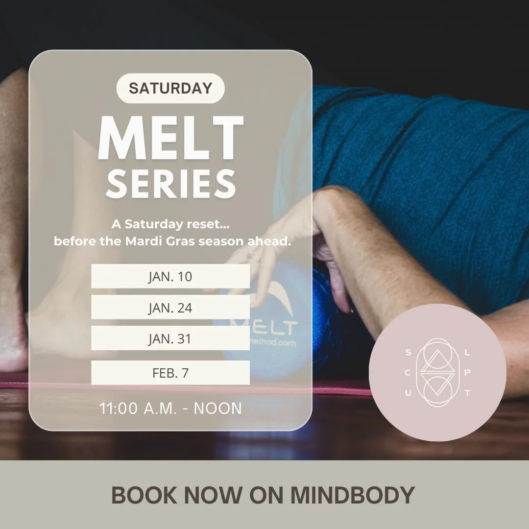 Between now and Mardi Gras, join us on Saturdays for @meltmethod designed to help you restore, rebalance, and recharge your body before the celebrations begin. This gentle yet powerful practice supports hydration, mobility, and recovery &mdash; the p