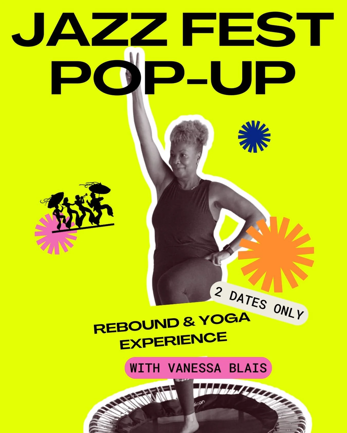 Sculpt presents: a Jazz Fest pop-up series 🎷

Featuring @vanessablaisyoga, returning to New Orleans for a limited-time Rebound + Yoga experience.

🗓 April 20 + April 27
⏰ 12PM
📍 Sculpt

Spots are limited&mdash;book on MindBody.
