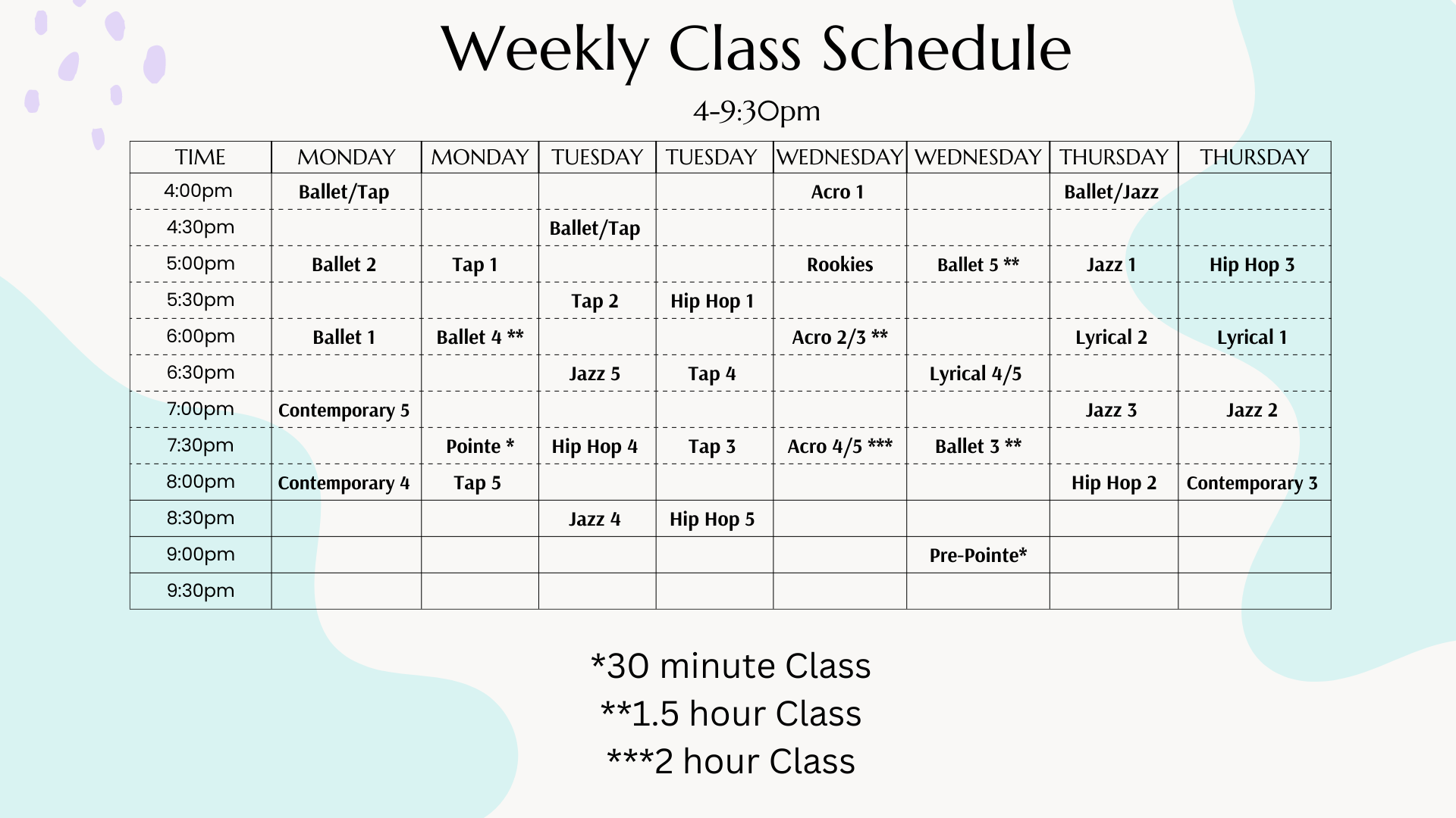 2023/2024 Schedule — Upsurge Dance Company