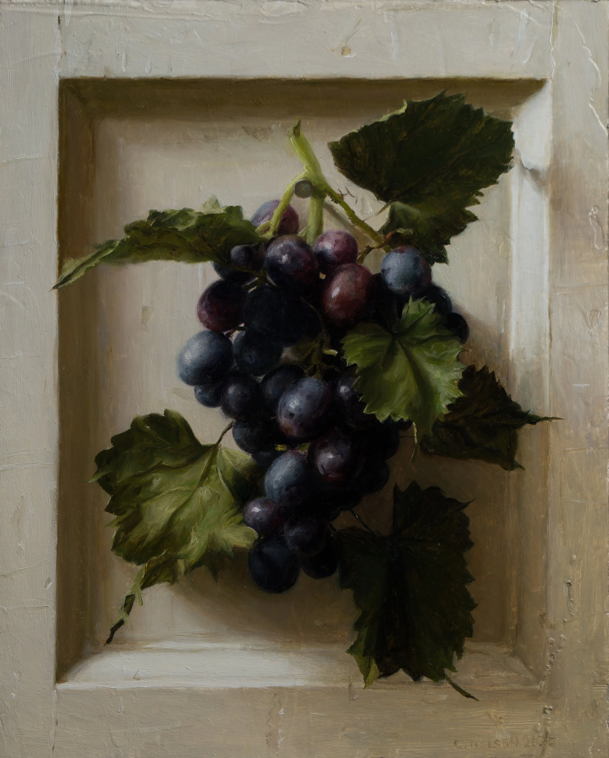 "Grapes on the Vine"

8 inches by 10 inches.
Oil on panel, 2025.