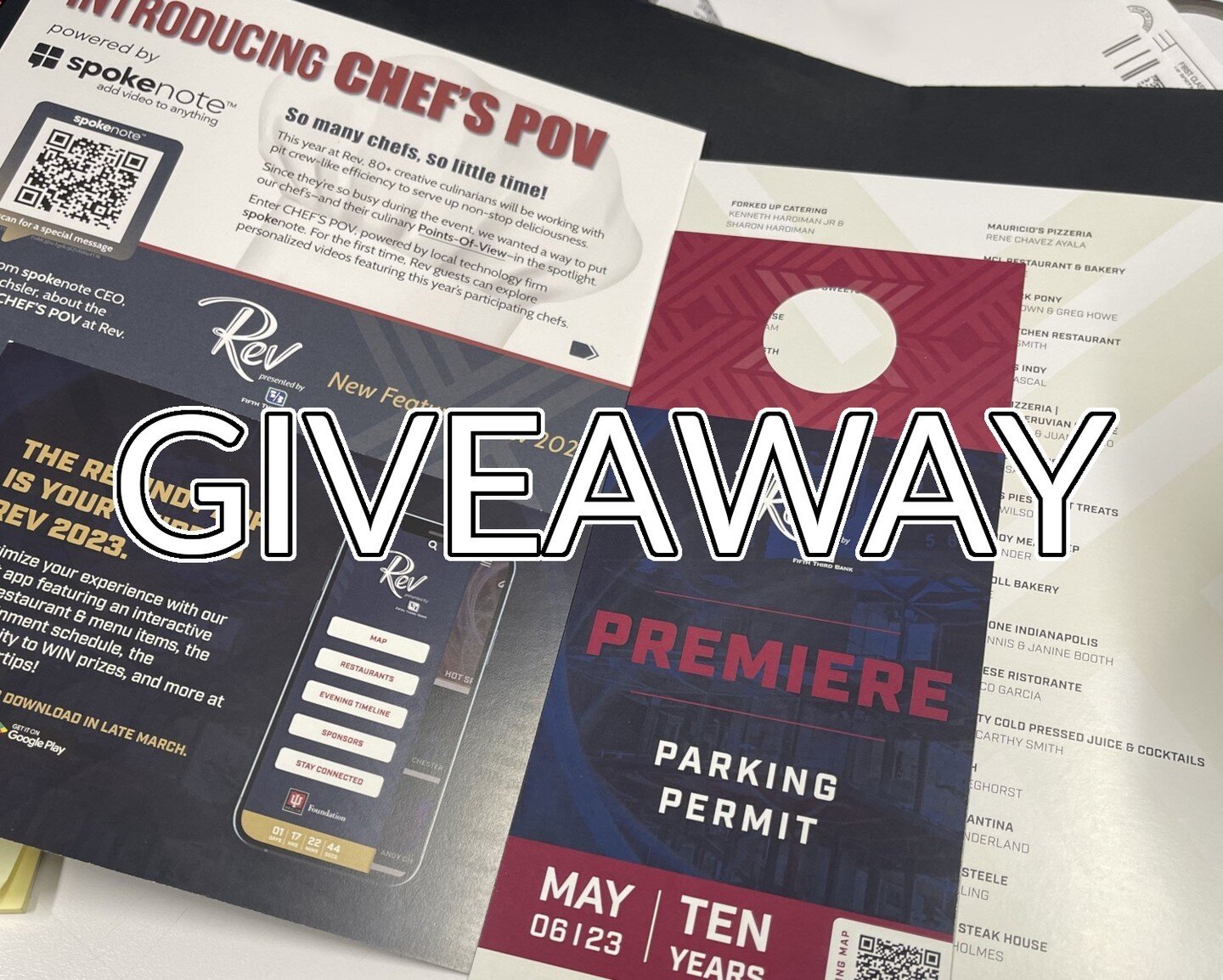 Do you have your tickets to the @revindyevent ?

Follow up question: do you want a parking pass and two Premiere tickets?

Proposal:
Let's say you enjoy the finer things in life, like... sampling Indiana restaurant small bites and dressing up way fan