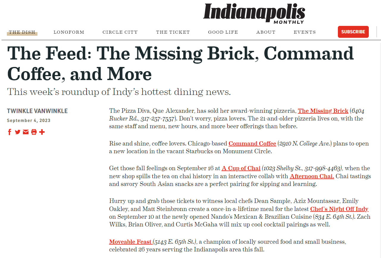 The Feed: This week’s roundup of Indy’s hottest dining news.